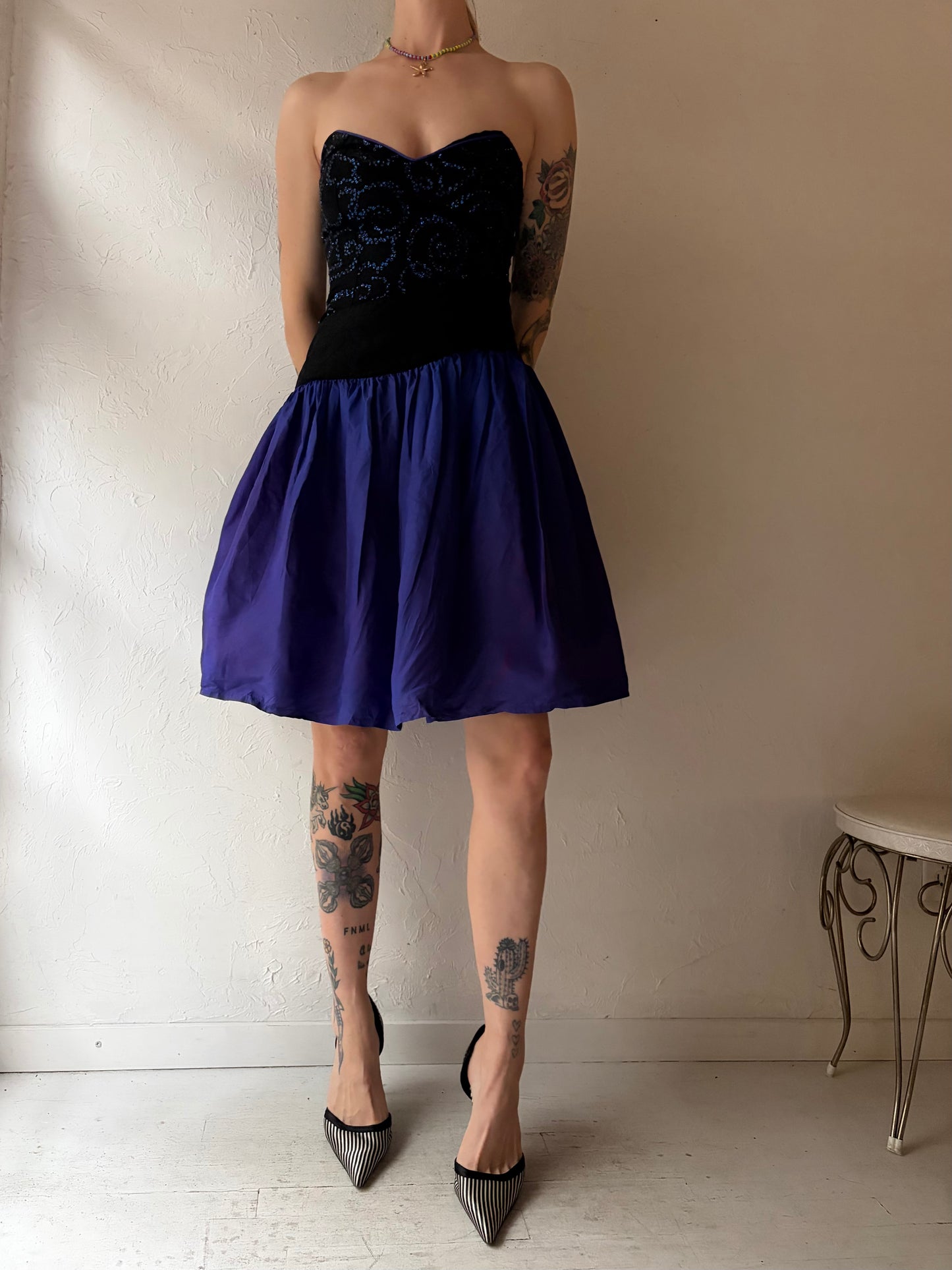 80s 'Gunne Sax' Strapless Formal Mini Dress / Small