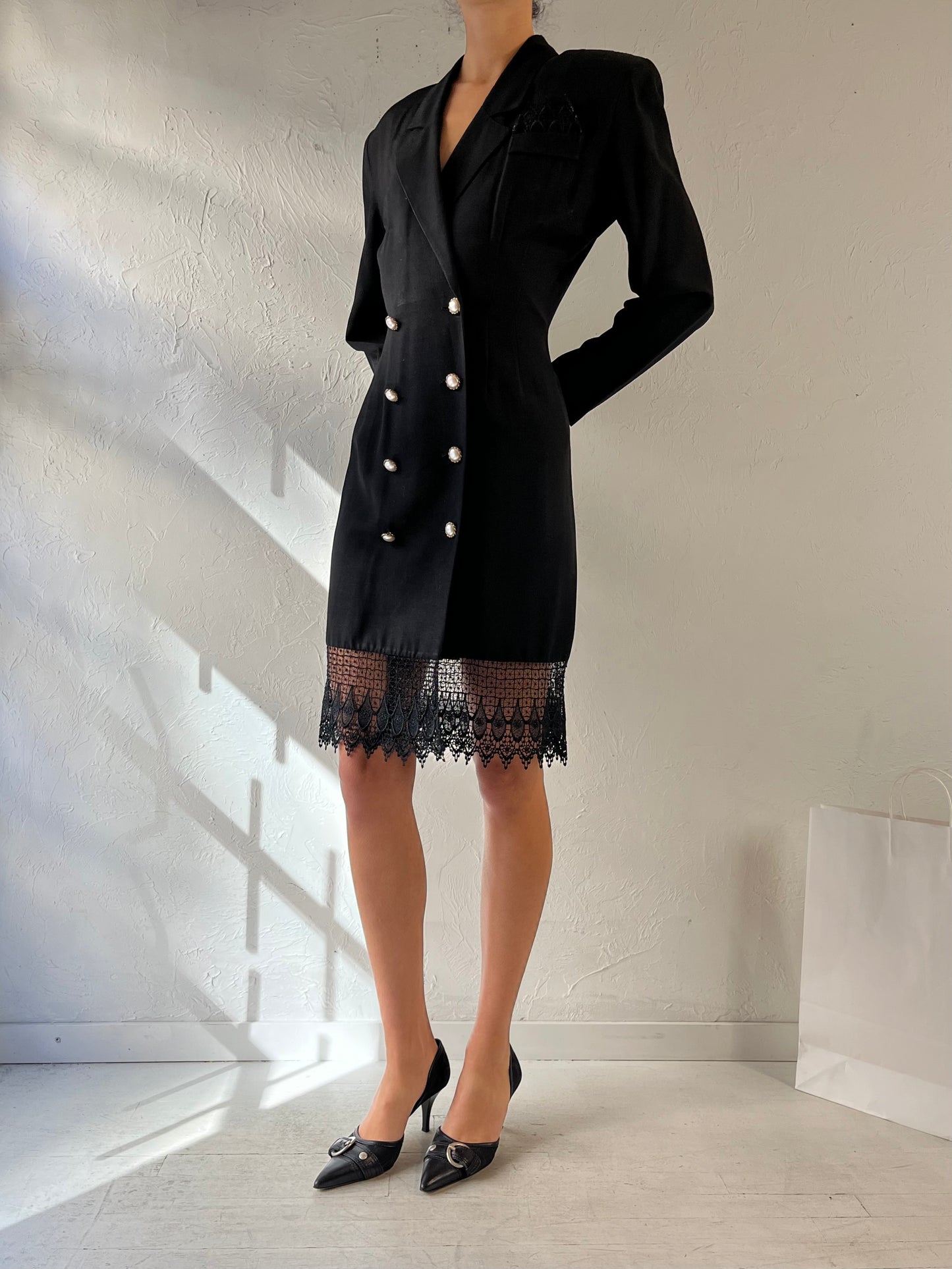 80s ‘Joseph Ribkoff’ Black Blazer Dress / Medium