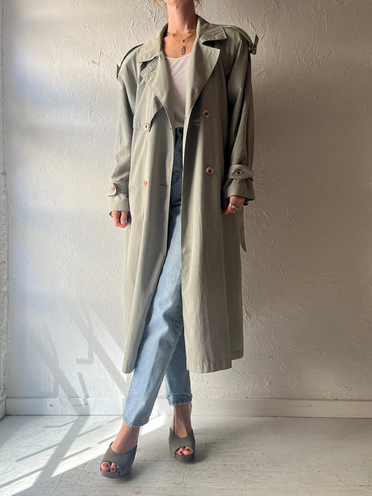 90s 'Junior Gallery' Taupe Minimalist Old Money Academia Fall Trench Coat / Small