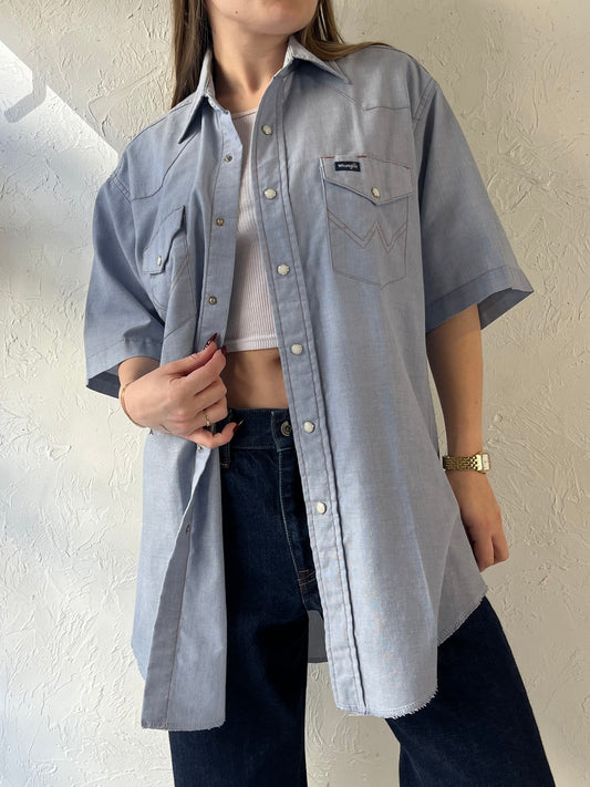 90s ‘Wrangler’ Short Sleeve Pearl Snap Shirt / Large