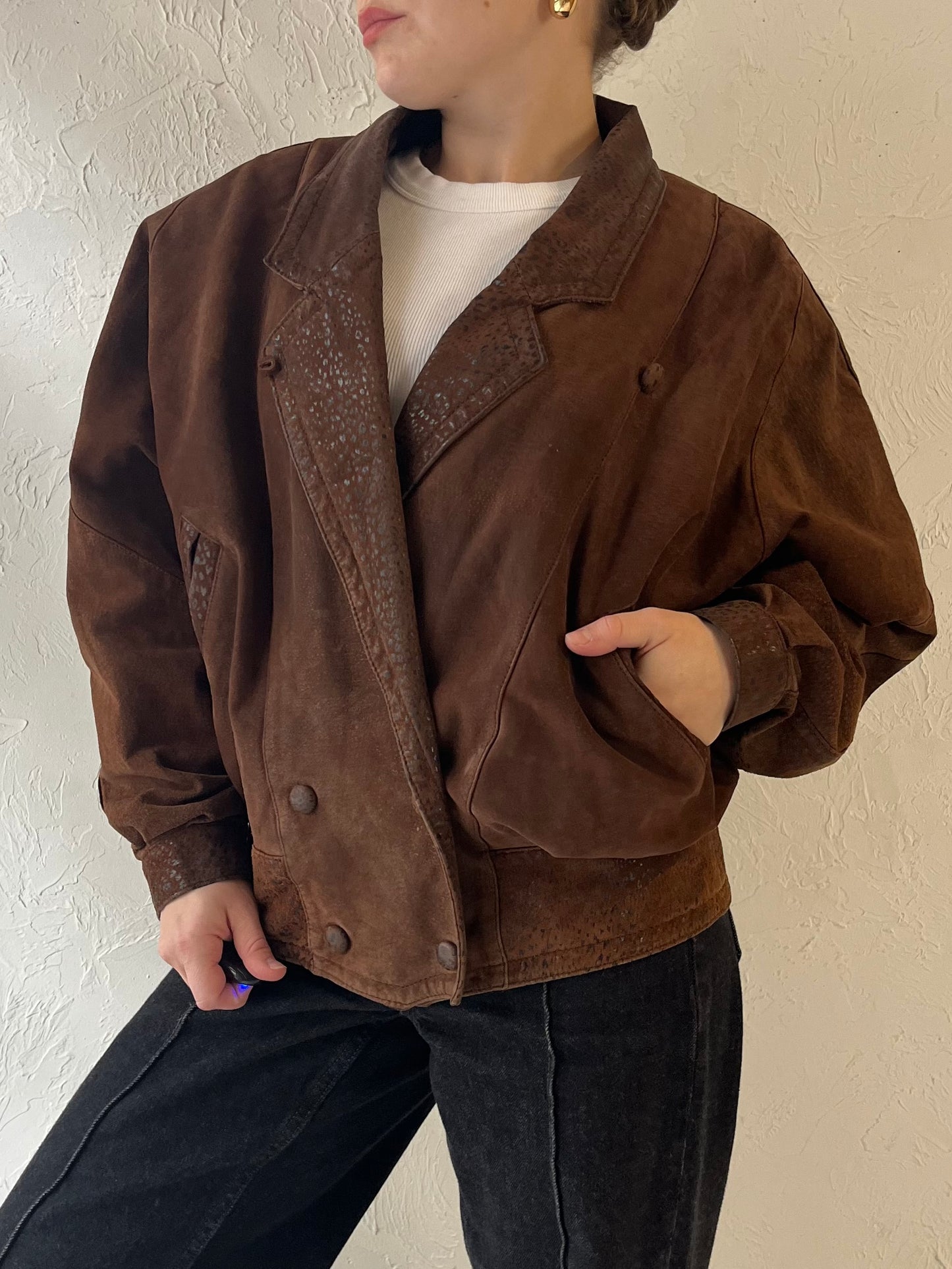 90s 'Byrnes & Baker' Brown Suede Leather Jacket / S