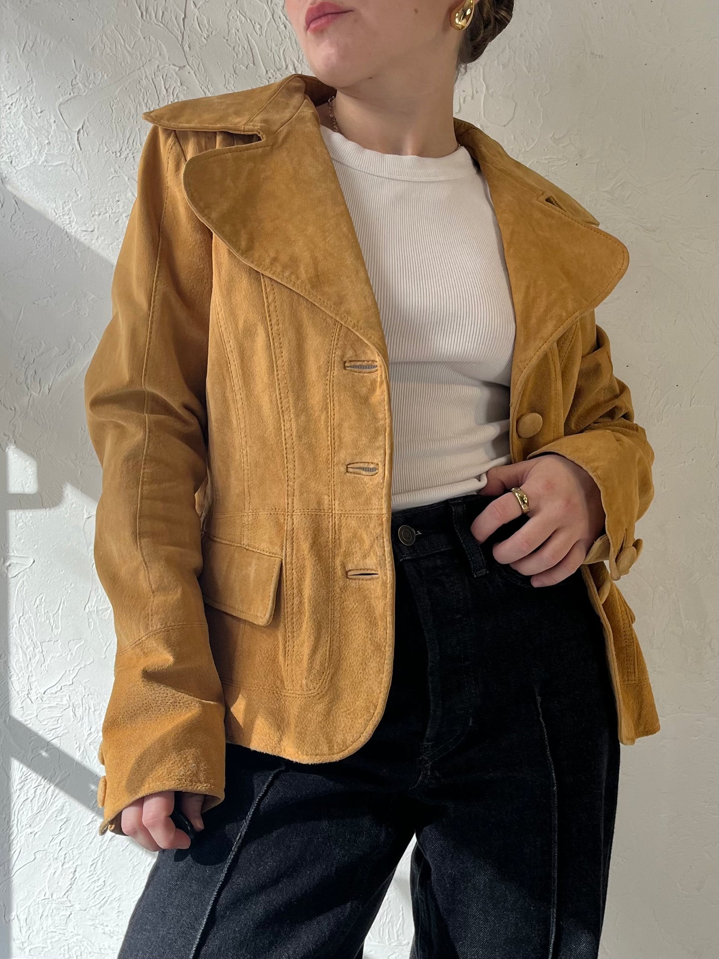 Y2k Tan Suede Jacket / Small