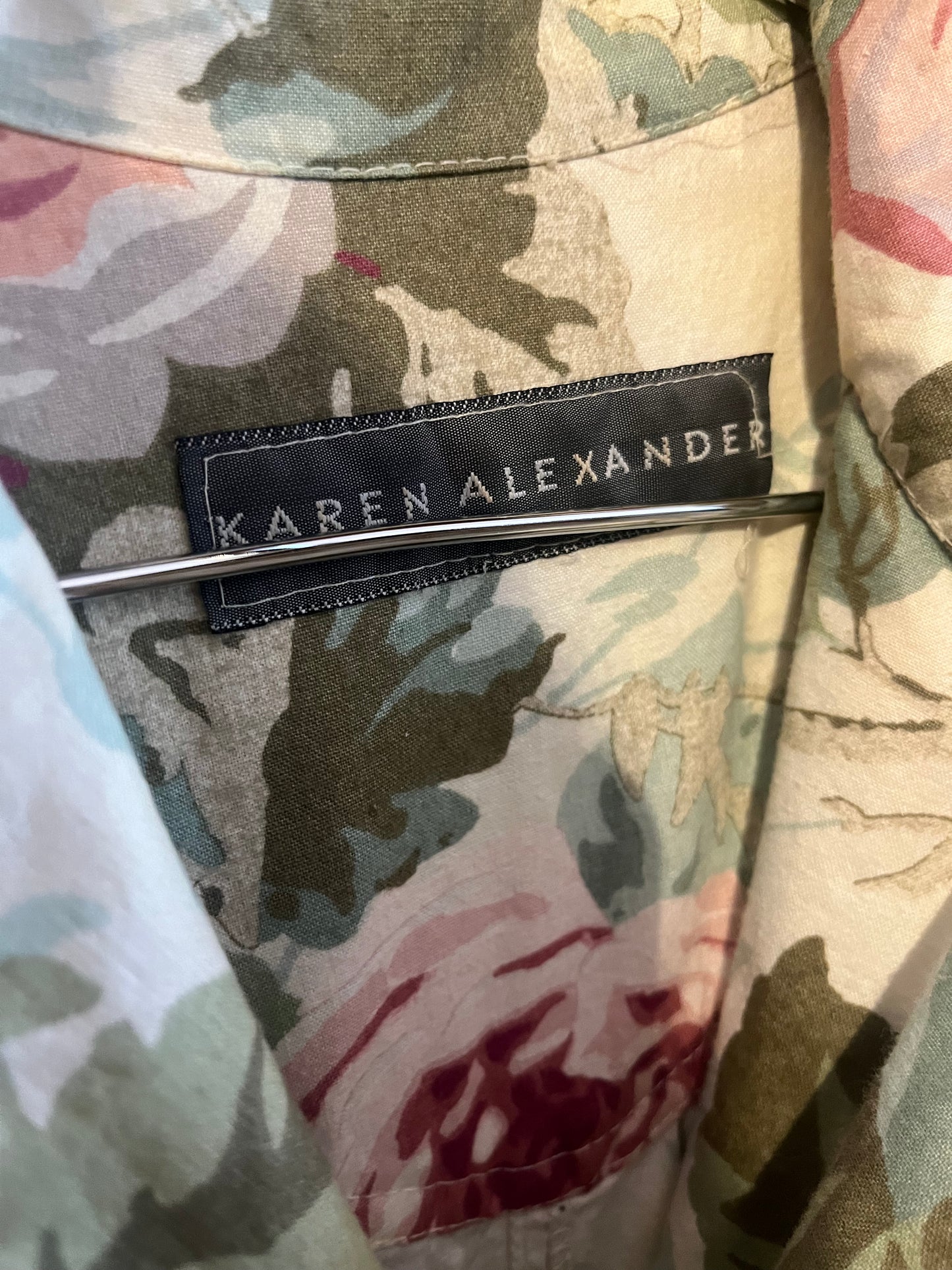 90s ‘Karen Alexander’ Collared Floral Shirt Dress/ Small