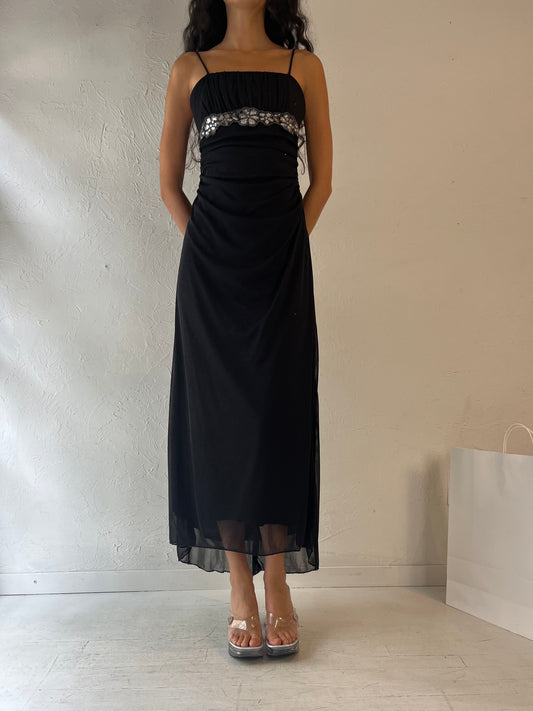 90s 'Mariposa' Black Sparkly Dress / Small