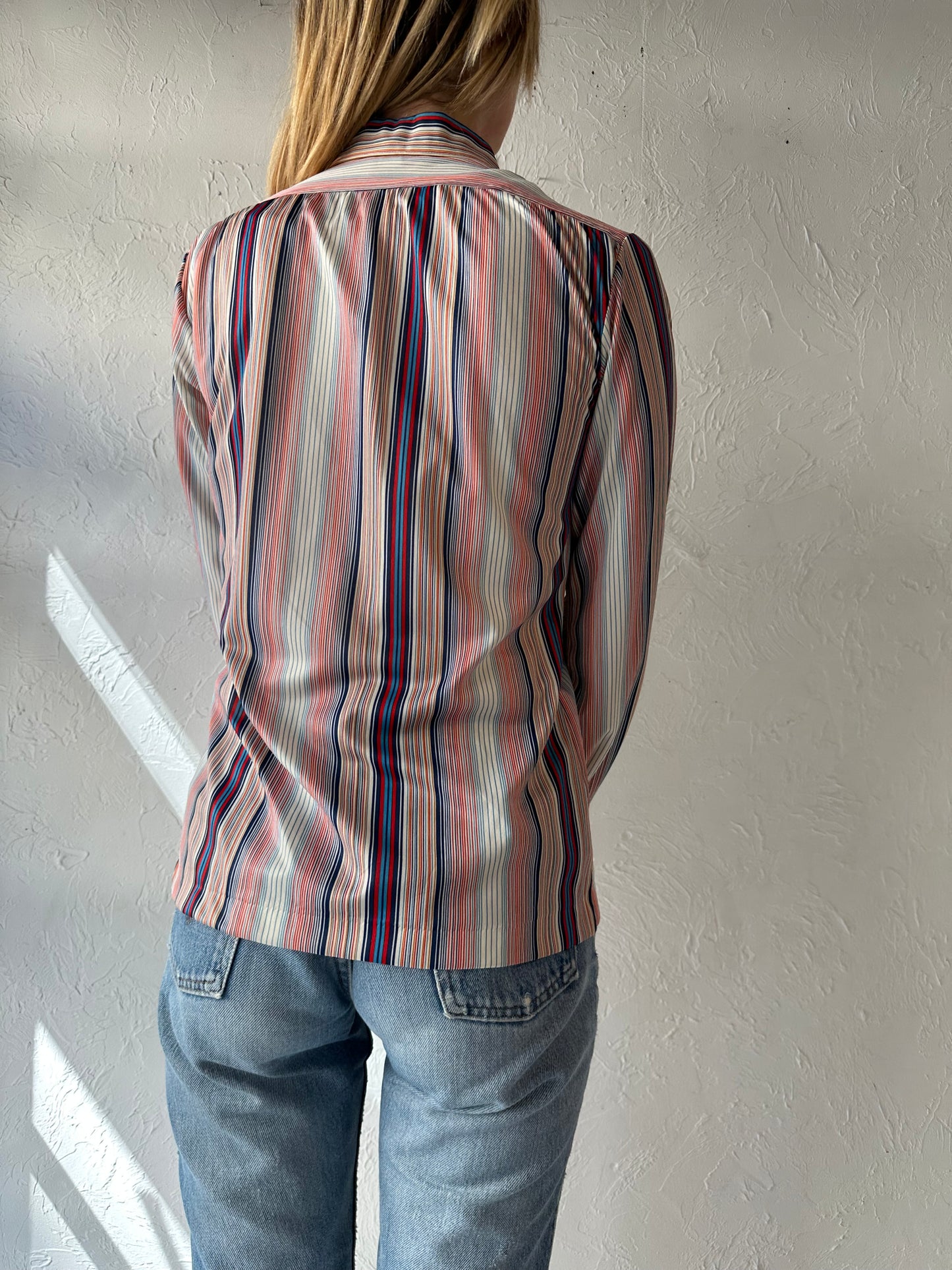 70s 'Collage' Striped Blouse / Small