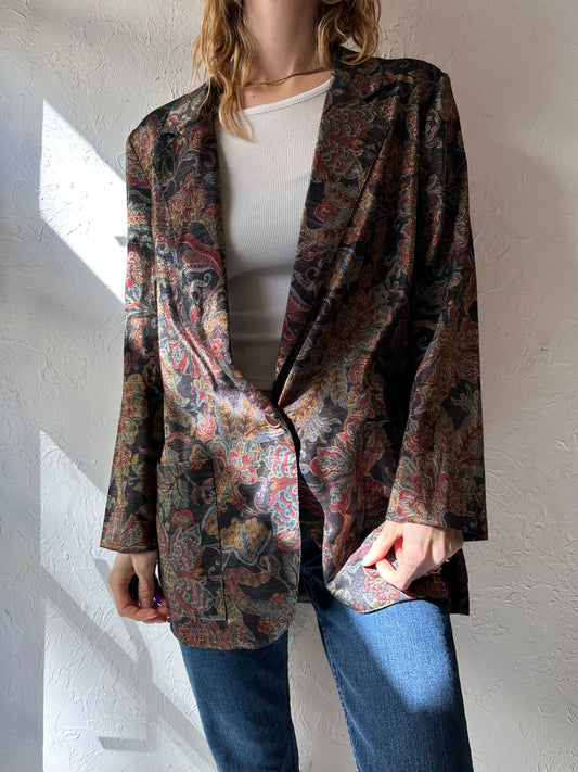 90s 'Cleo' Floral Print Blazer jacket / Medium