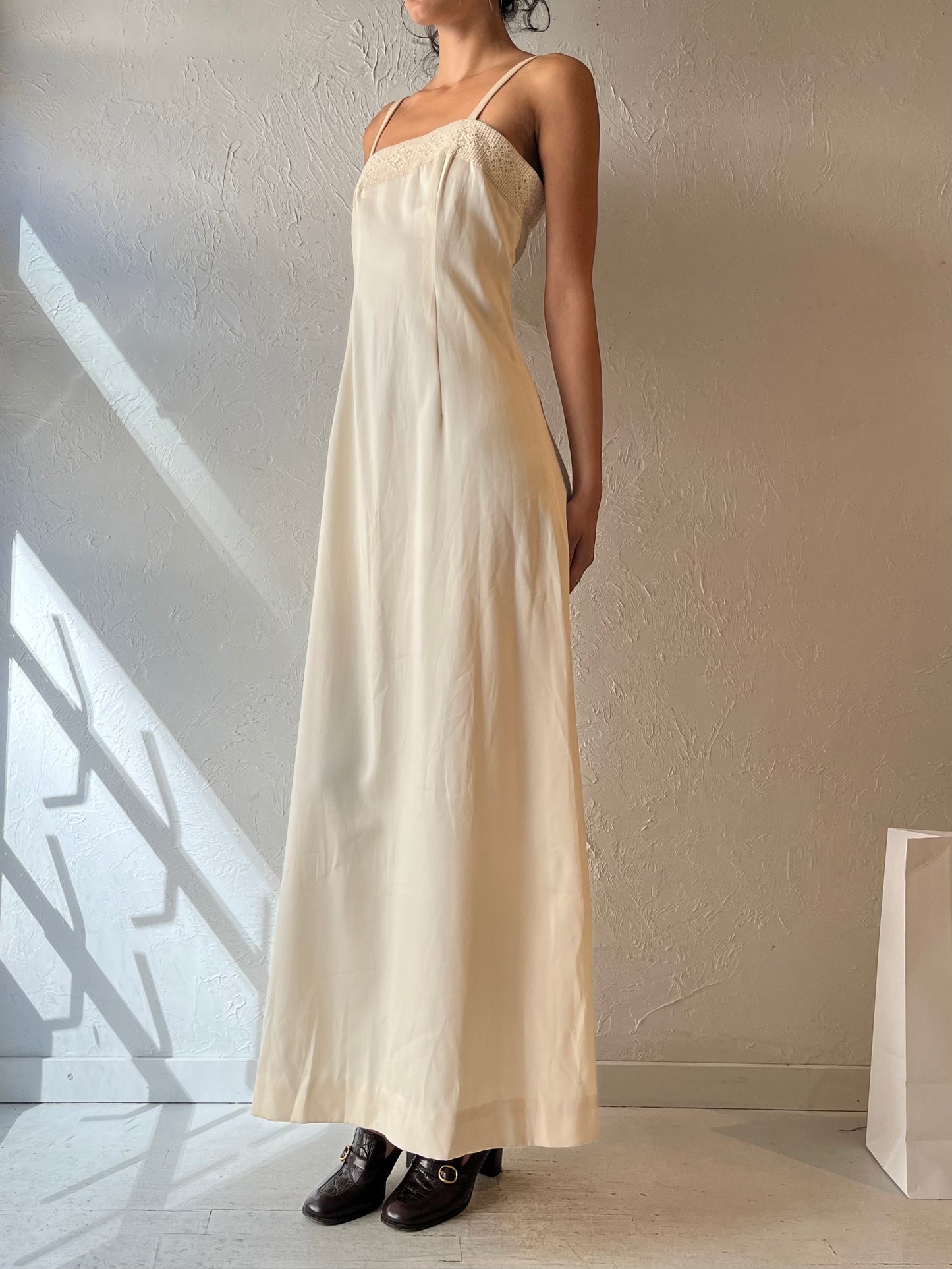 Vintage Handmade Cream Maxi Dress / Small