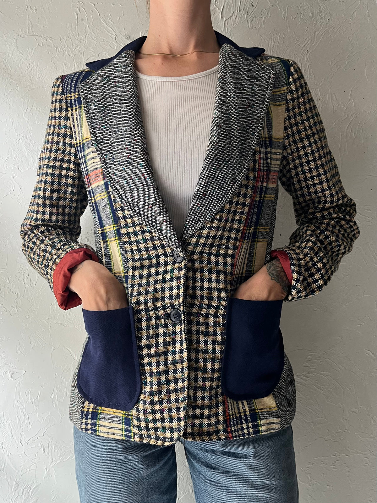 70s 'Young Timers' Knit Blazer Jacket / Small