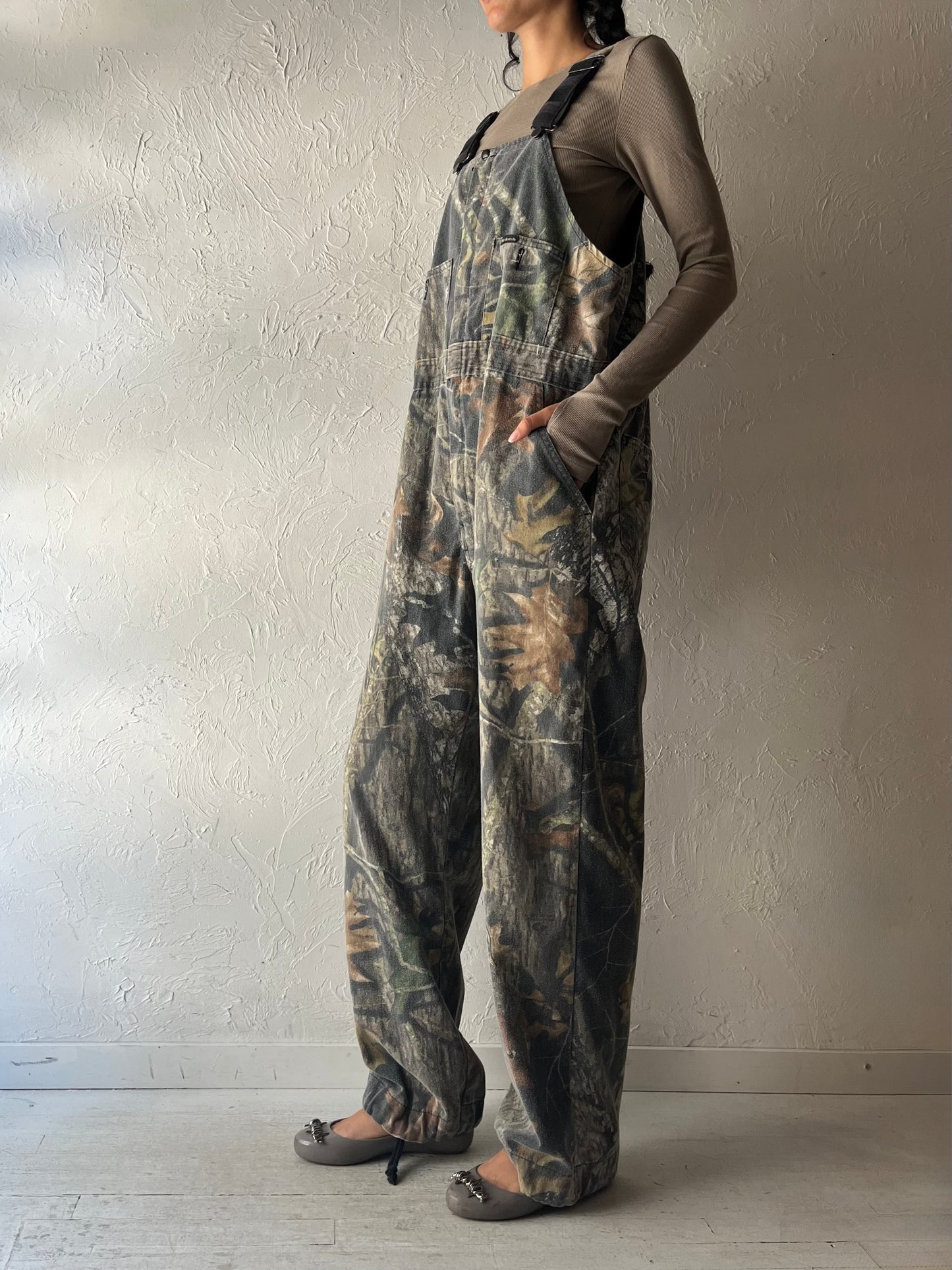 Y2k 'Key Wolf Mountain' Camouflage Hunting Overalls / Large