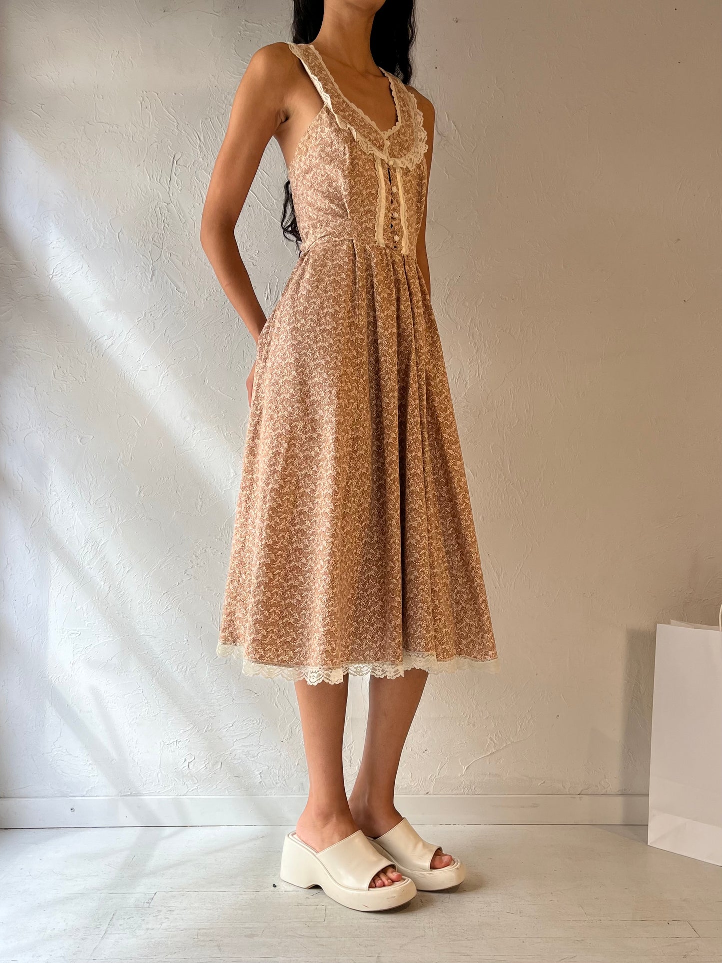 70s 'Gunne Sax' Peasant Dress / Small