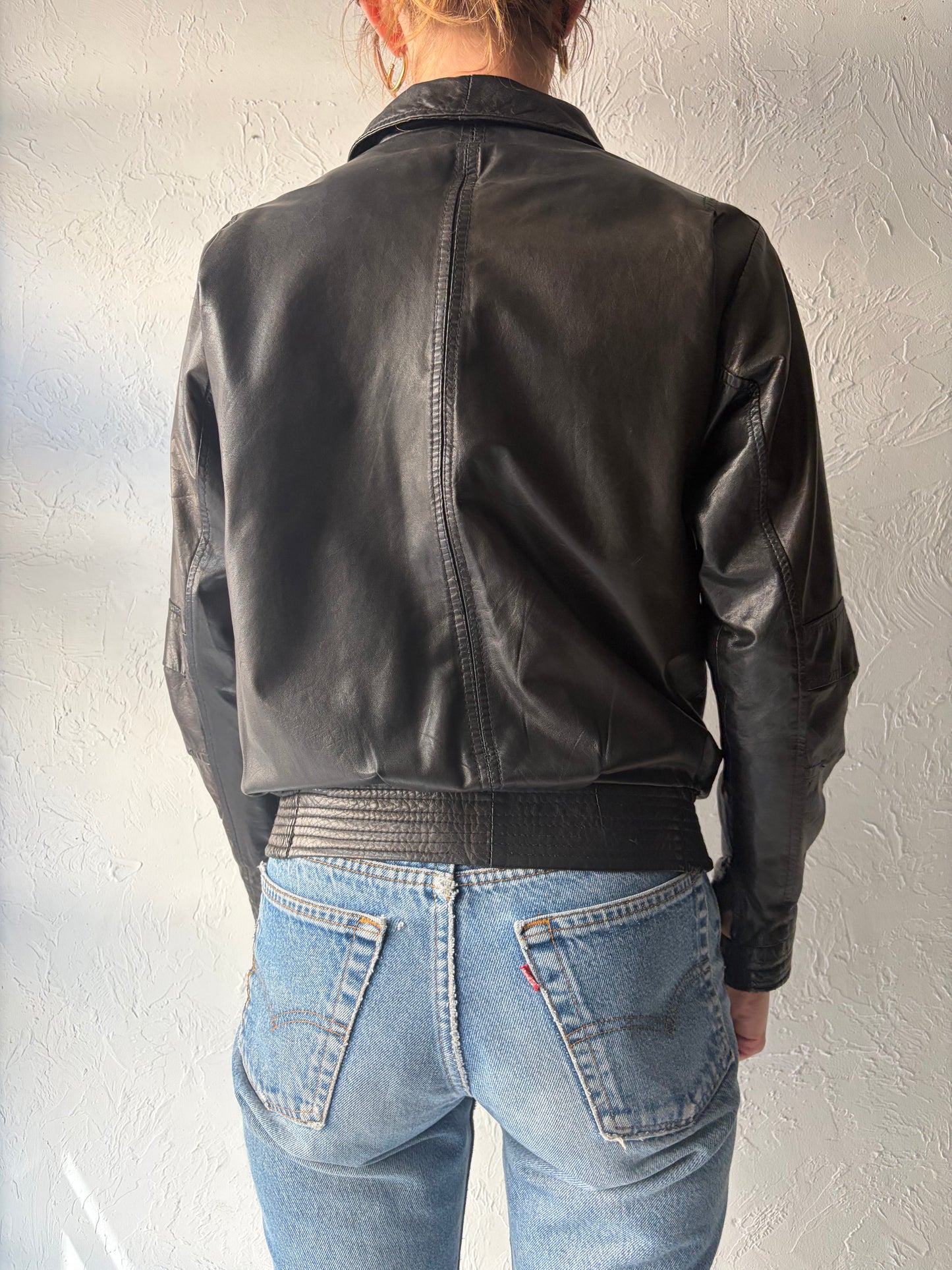 90s 'Le Chateau' Soft Leather Moto Jacket / Small
