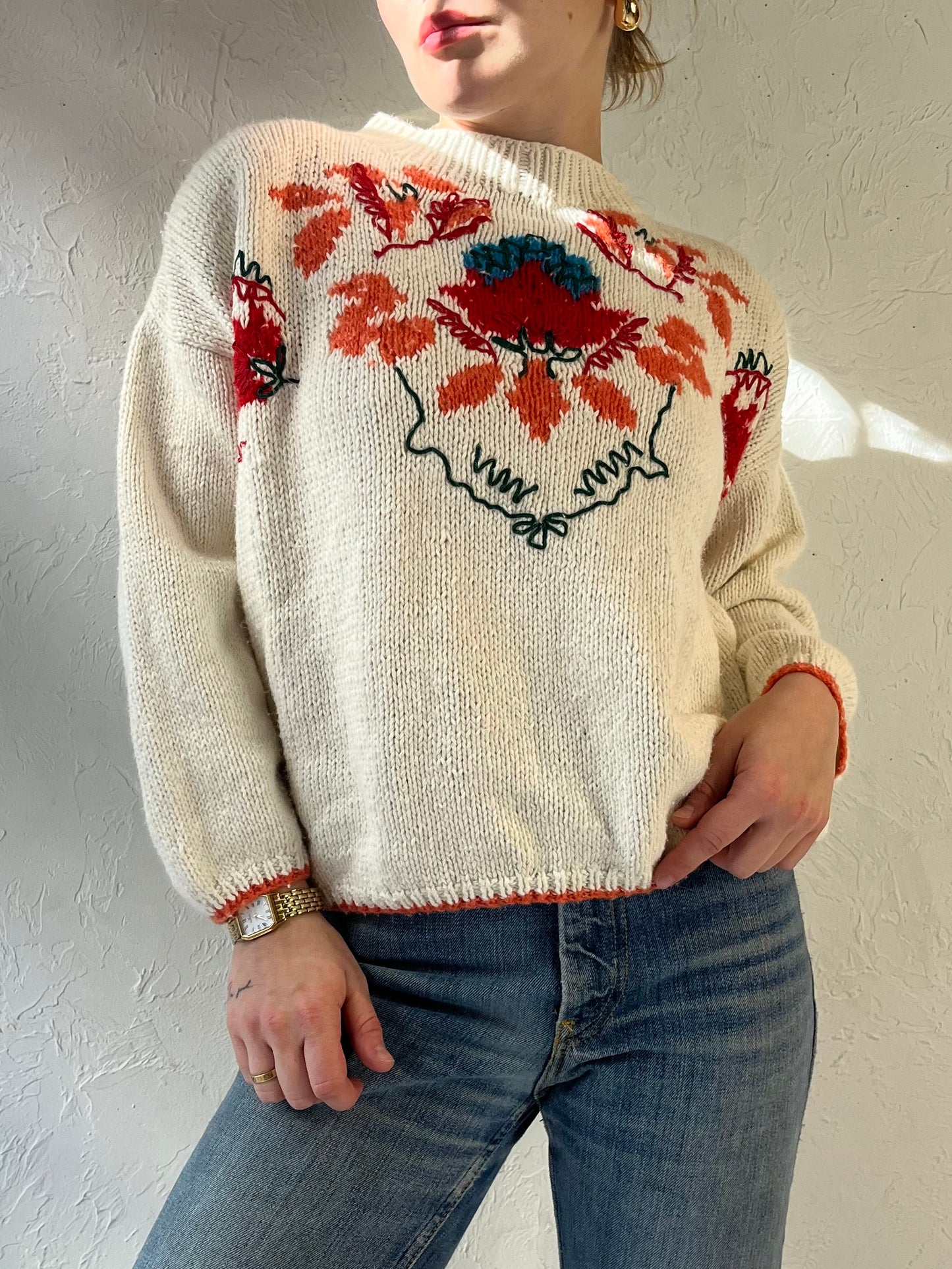 90s ‘JJ Brown’ Cropped Knit Sweater / Medium