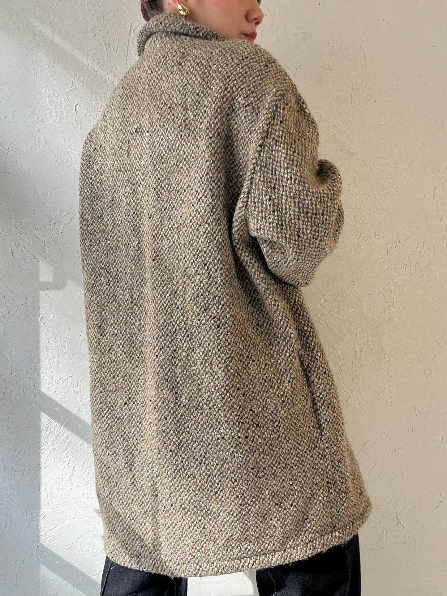 Vintage 'Henry White' Knit Wool Coat / Large