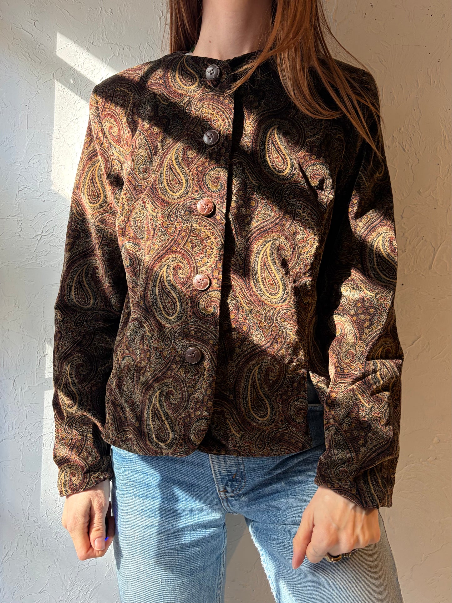 90s 'Bianca Nygard' Velvet Paisley Jacket / Medium