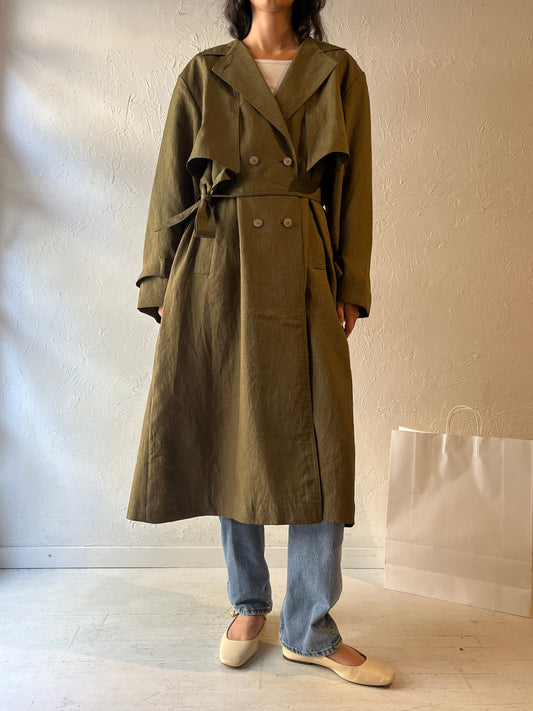 Y2k 'Collection Elegante' Green Lightweight Trench Coat / Large
