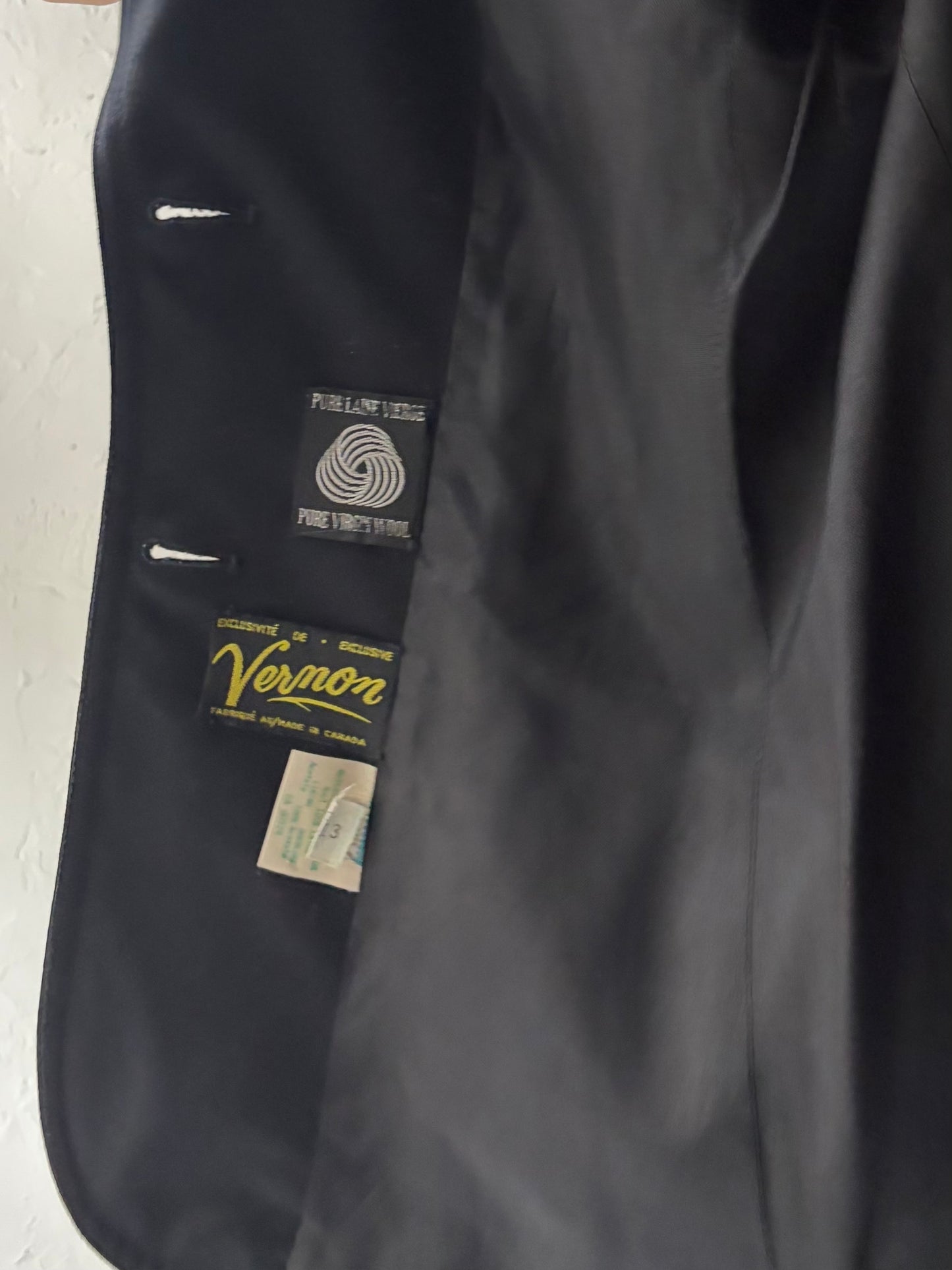 70s 'Vernon' Vintage Black Wool Formal Blazer Jacket / Union Made / Small