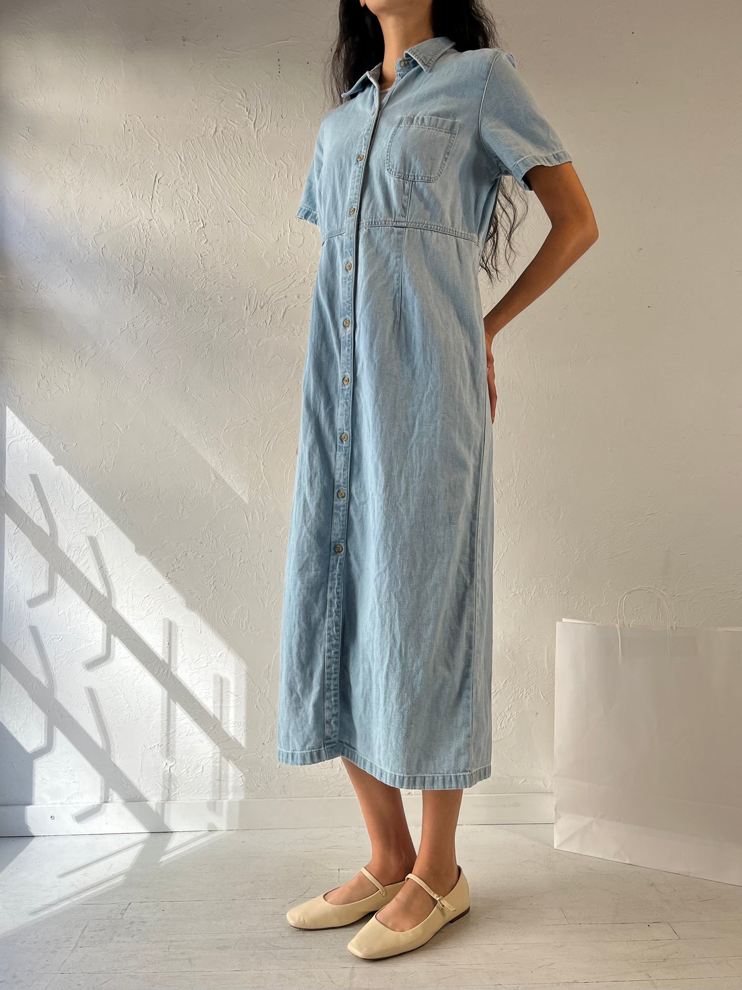 90s ‘Cherokee’ Button Up Denim Dress / Medium