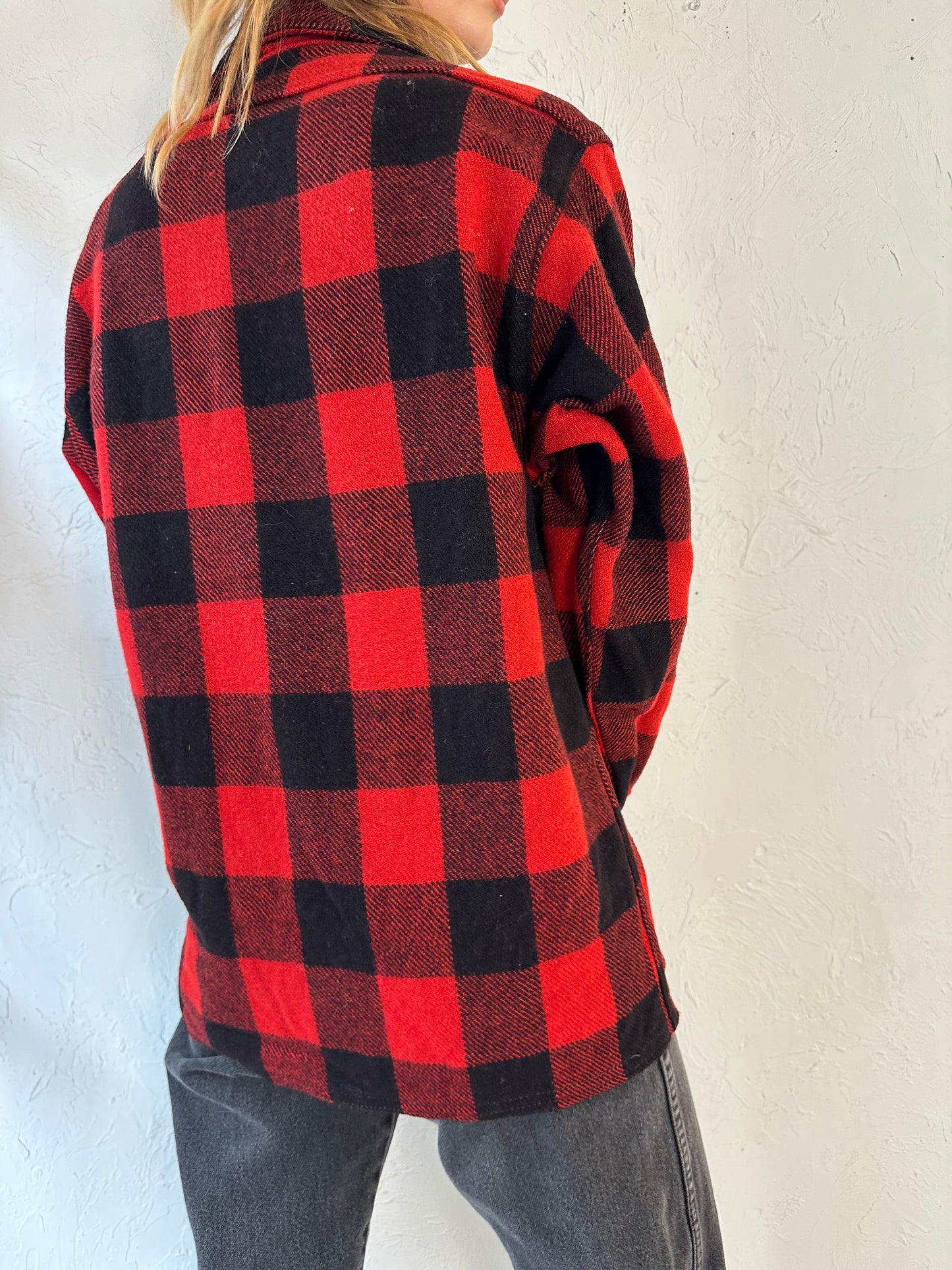 70s 'Bemidji' Red Wool Plaid Flannel Shirt / Medium