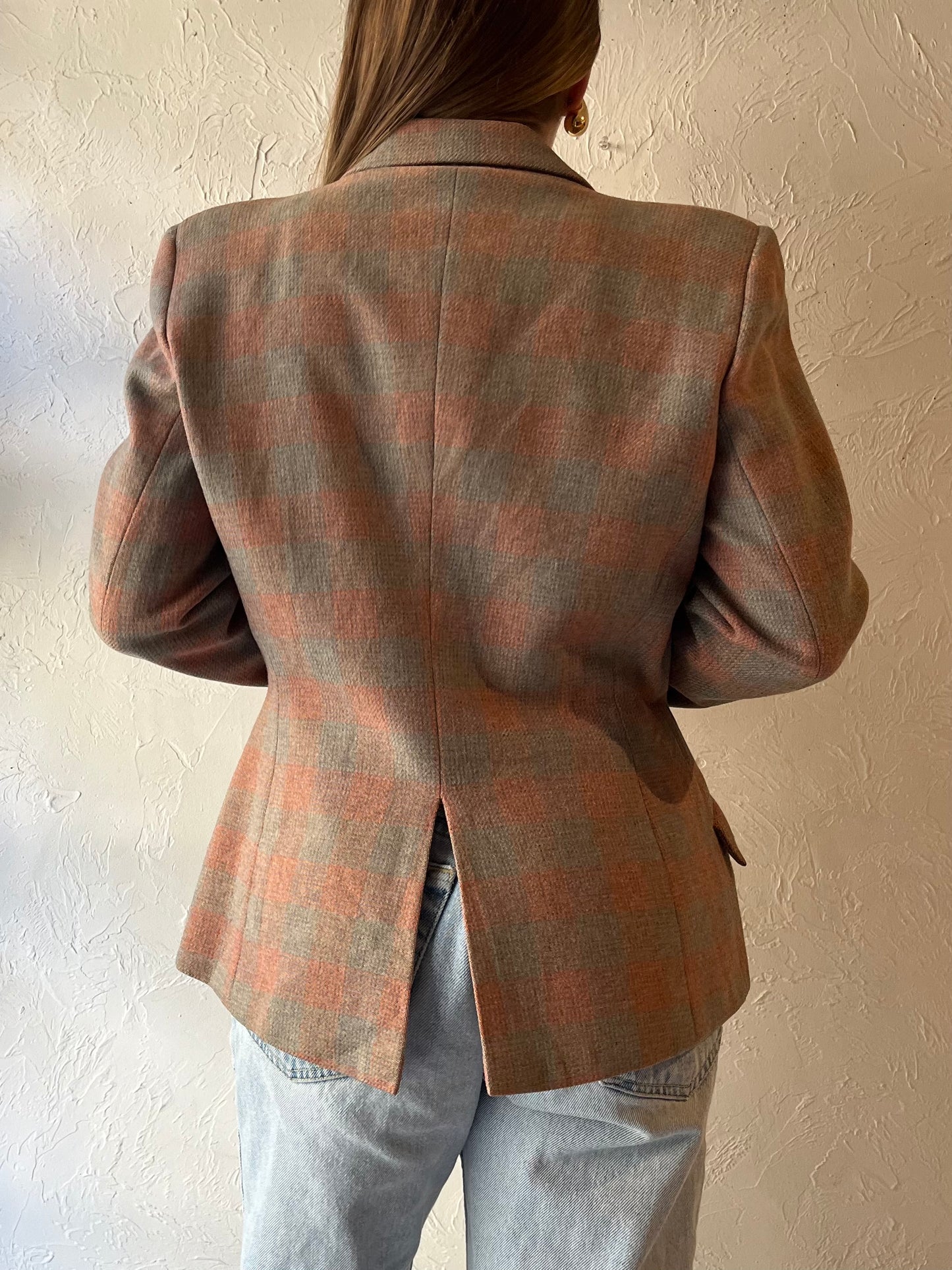 80s ‘Narreu K Cook’ Plaid Blazer Jacket / Medium