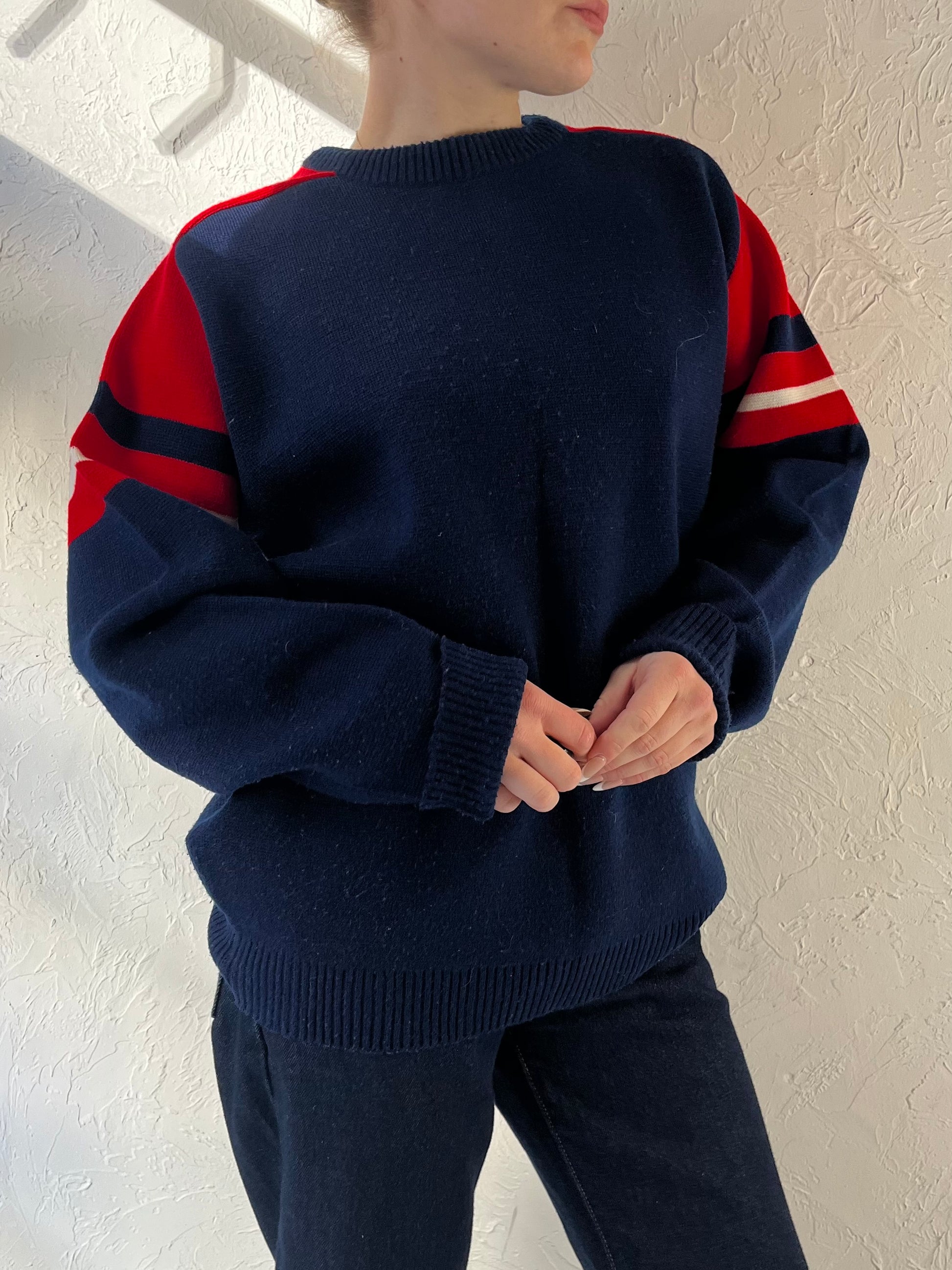 70s ‘Triton’ Navy Blue Acrylic Knit Sweater