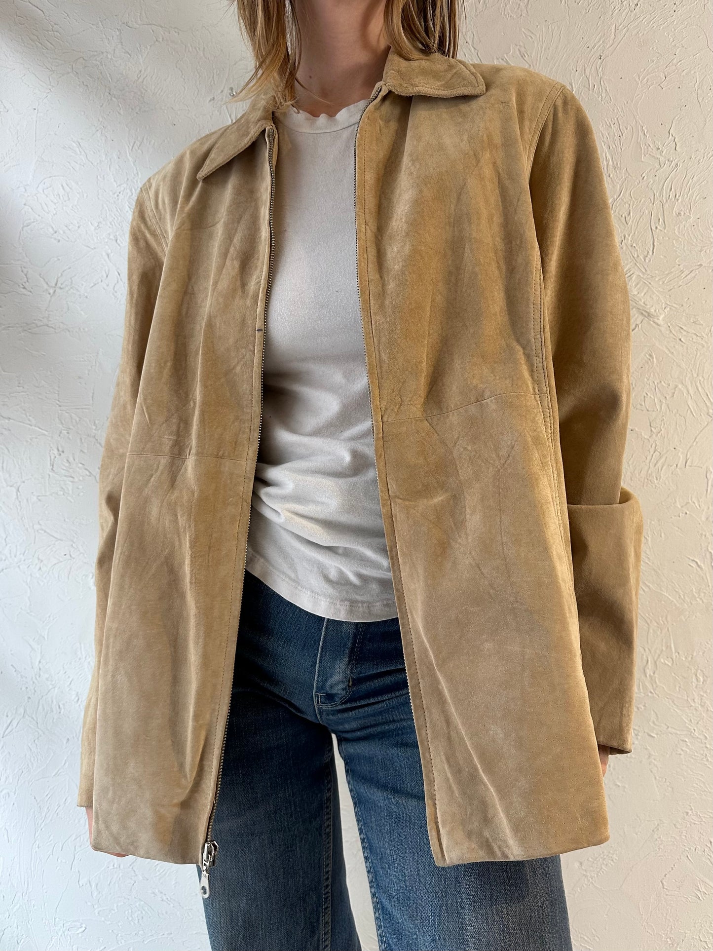 Y2K ‘Anne Klein’ Tan Suede Leather Jacket / Large