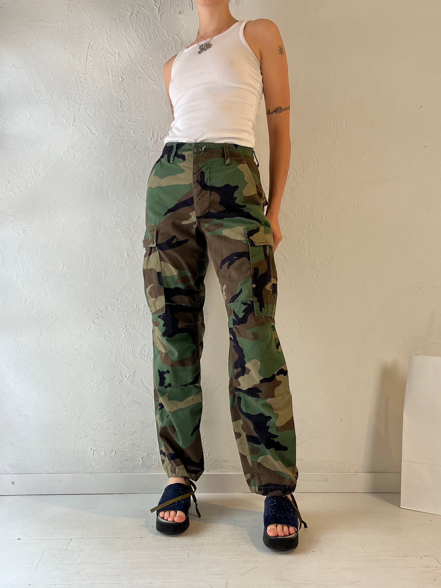 Vintage Authentic Army Camouflage Pants / XS