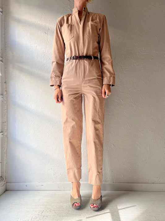 80s 'Calvin Klein' Cotton Flight Jump Suit / Small