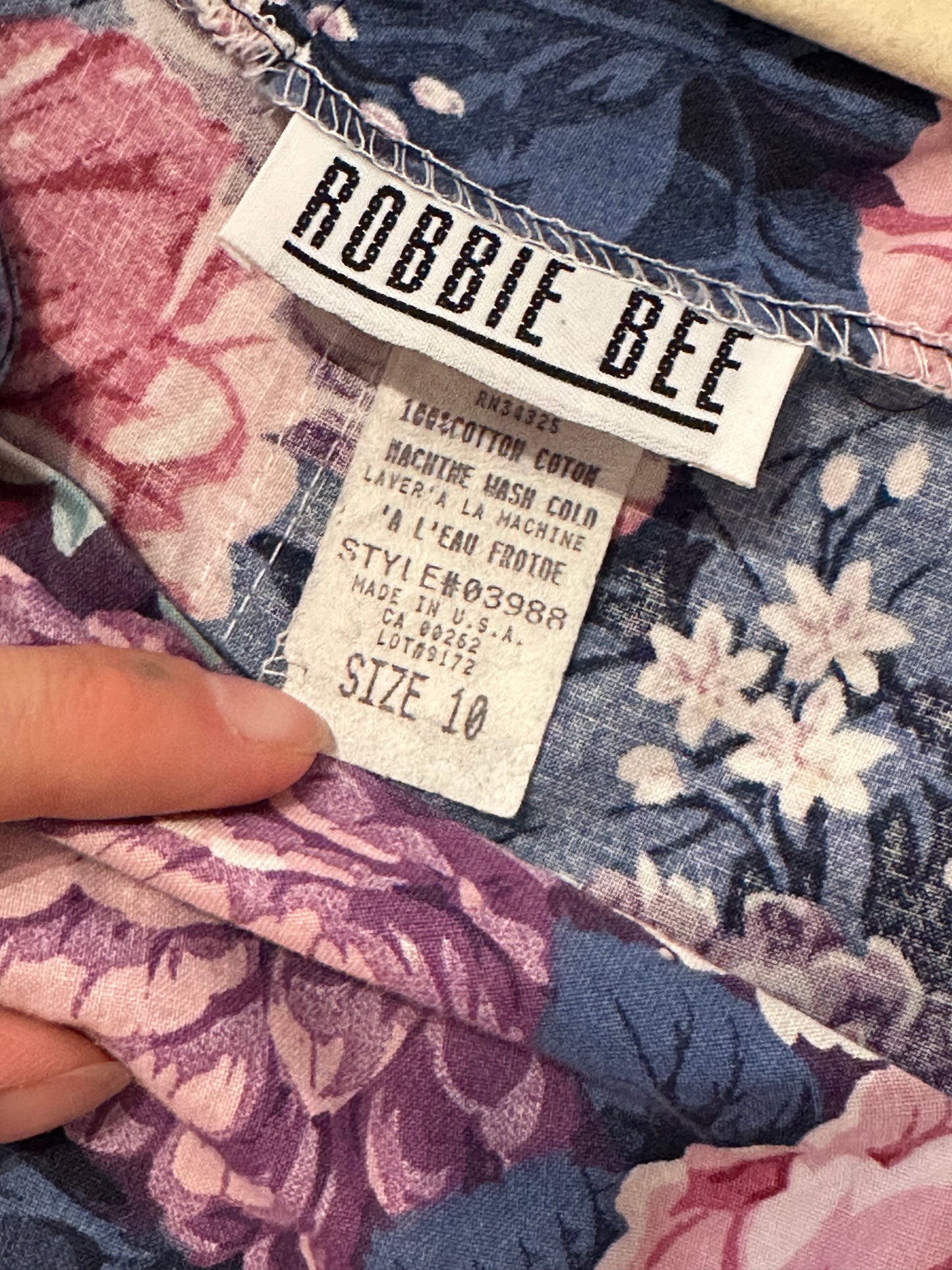 90s 'Robbie Bee' Floral Print Midi Dress / Medium