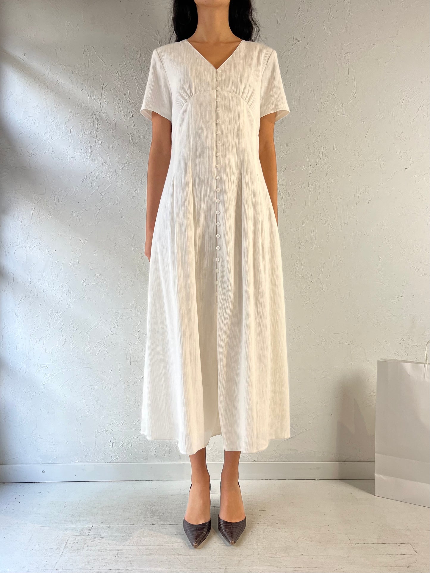 Vintage Y2K 'Together' White Midi Dress / Large