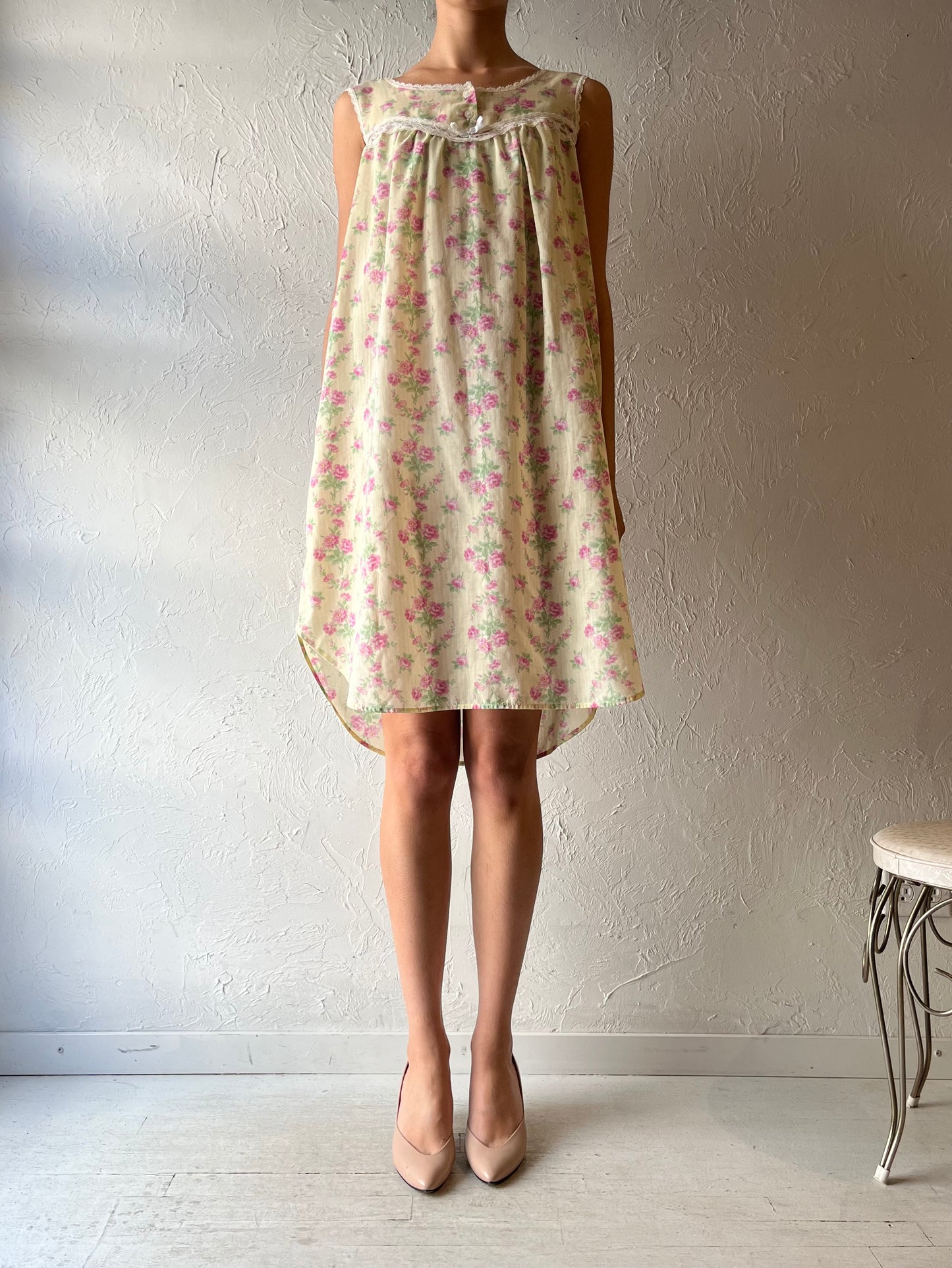 Y2k 'Characters' Floral Boho Cottagecore Summer Nighty Dress / Small