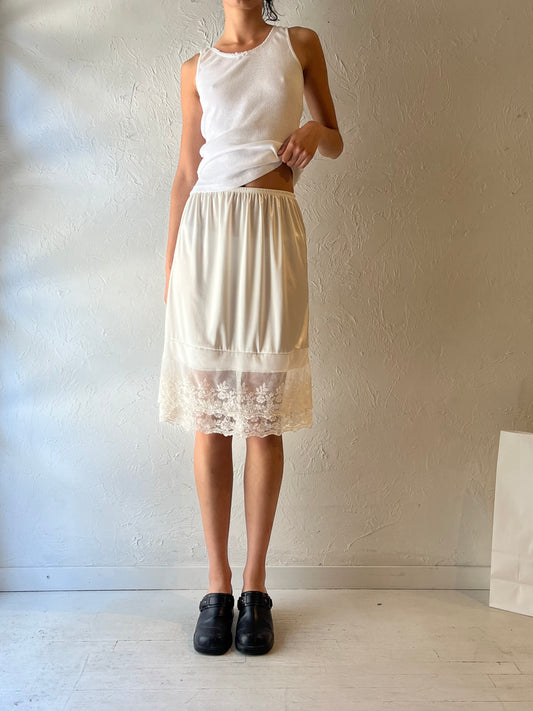 90s ‘Melody’ White Lacy Midi Skirt / Medium