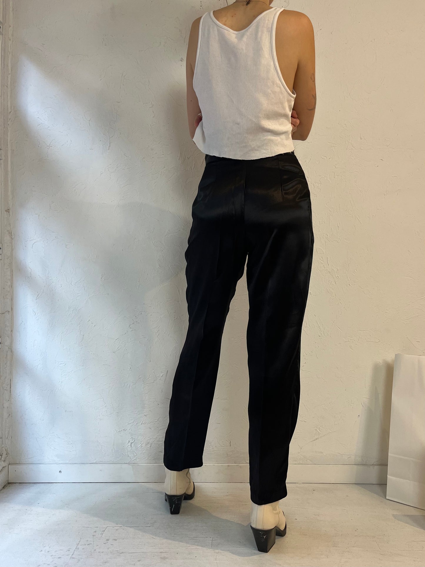 90s '19th Ave' Black Silky Dress Pants / Small