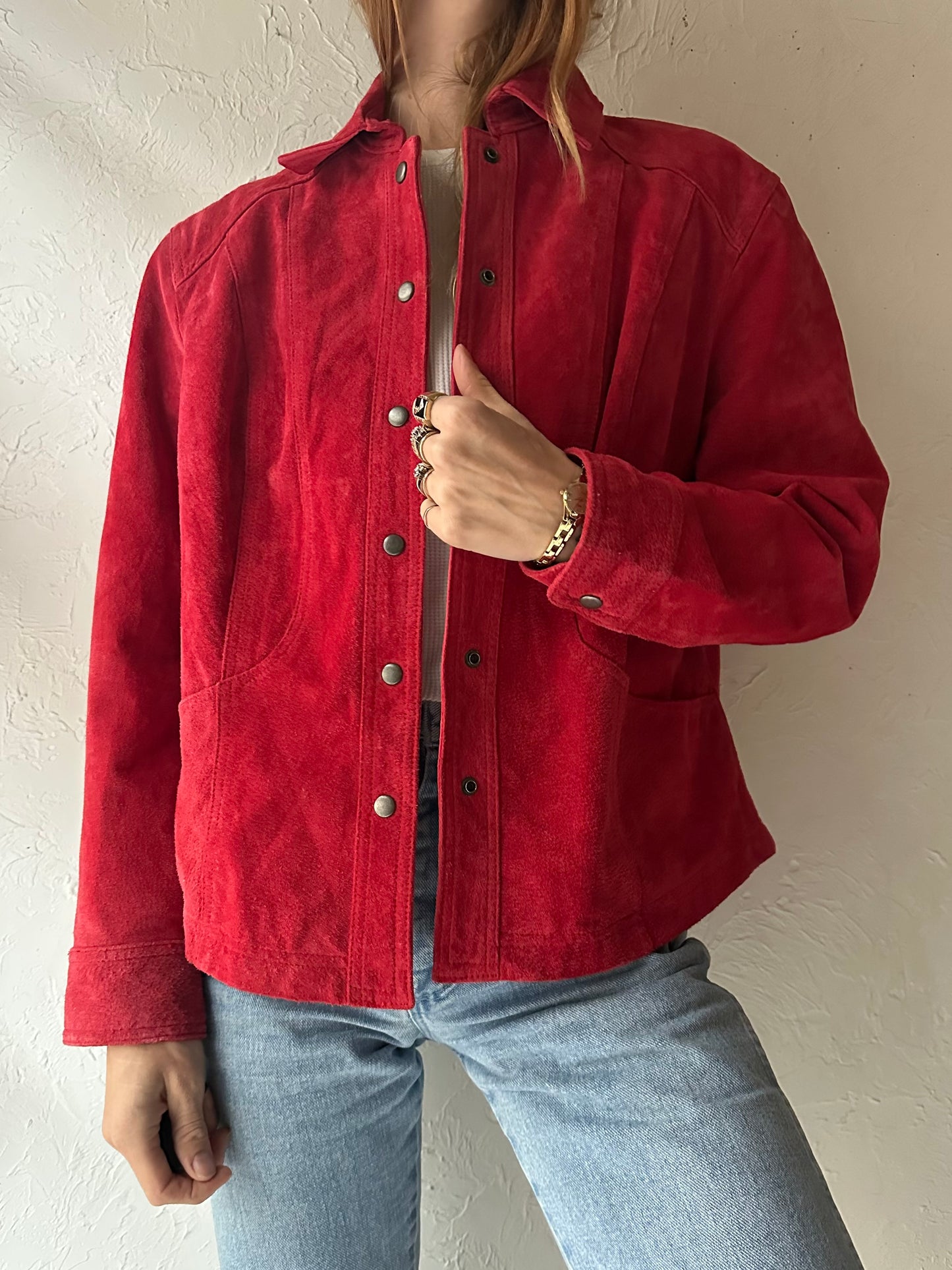 Y2k 'Coldwater Creek' Red Suede Jacket / Large