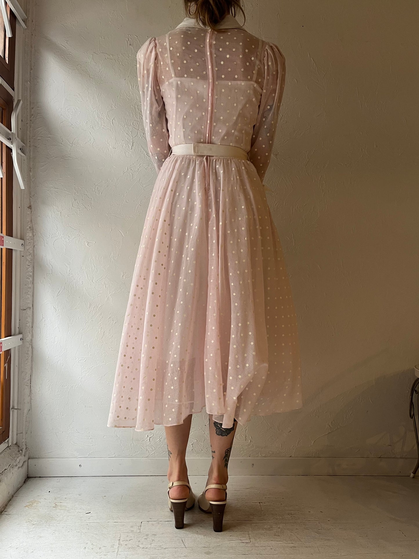 70s 'Junior Scene' Polka Dot Dress / Small