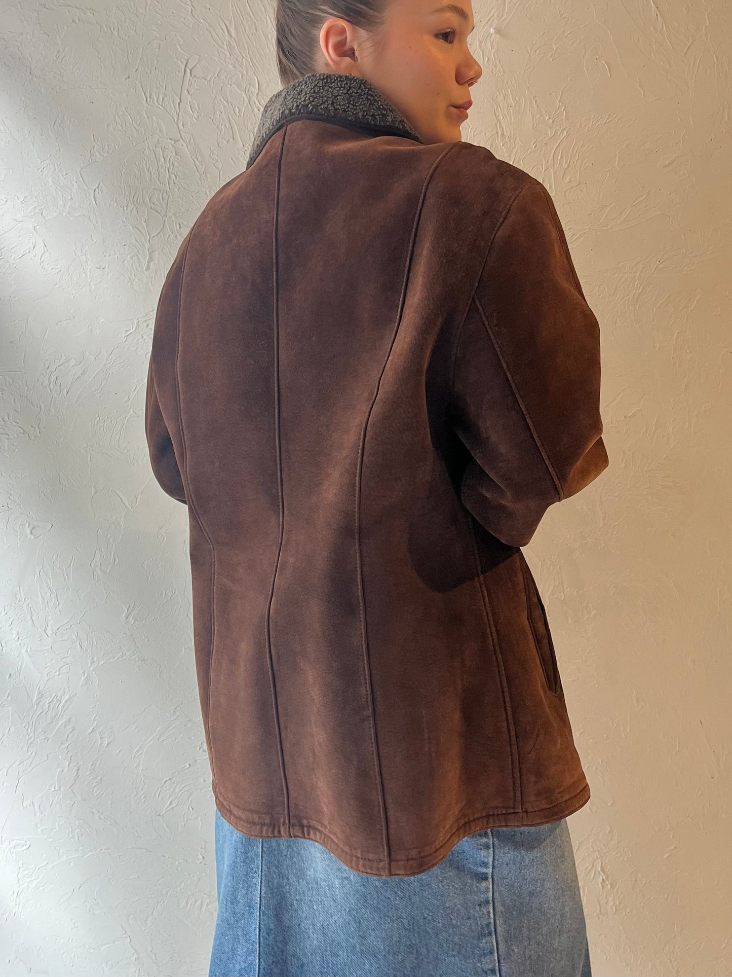 Y2k 'Gallery' Brown Suede Leather Jacket / Large