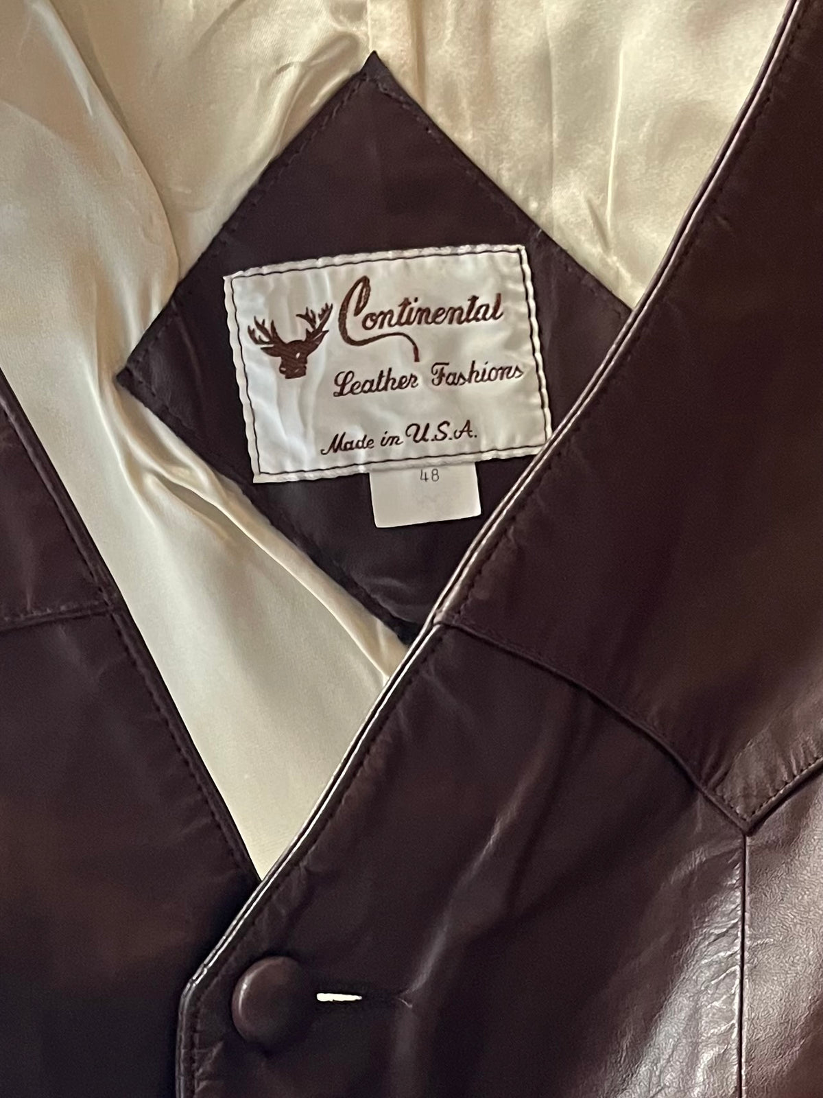 80s 'Continental Leather Fashion' Brown Genuine Leather Western Boho Biker Moto Vintage Vest / XLarge
