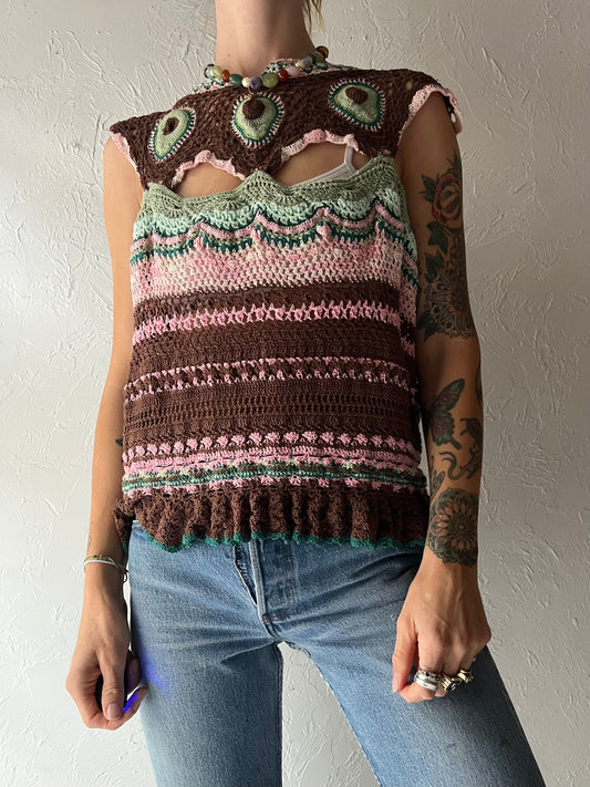 Vintage Handmade Cotton Crochet Top / Small - Medium