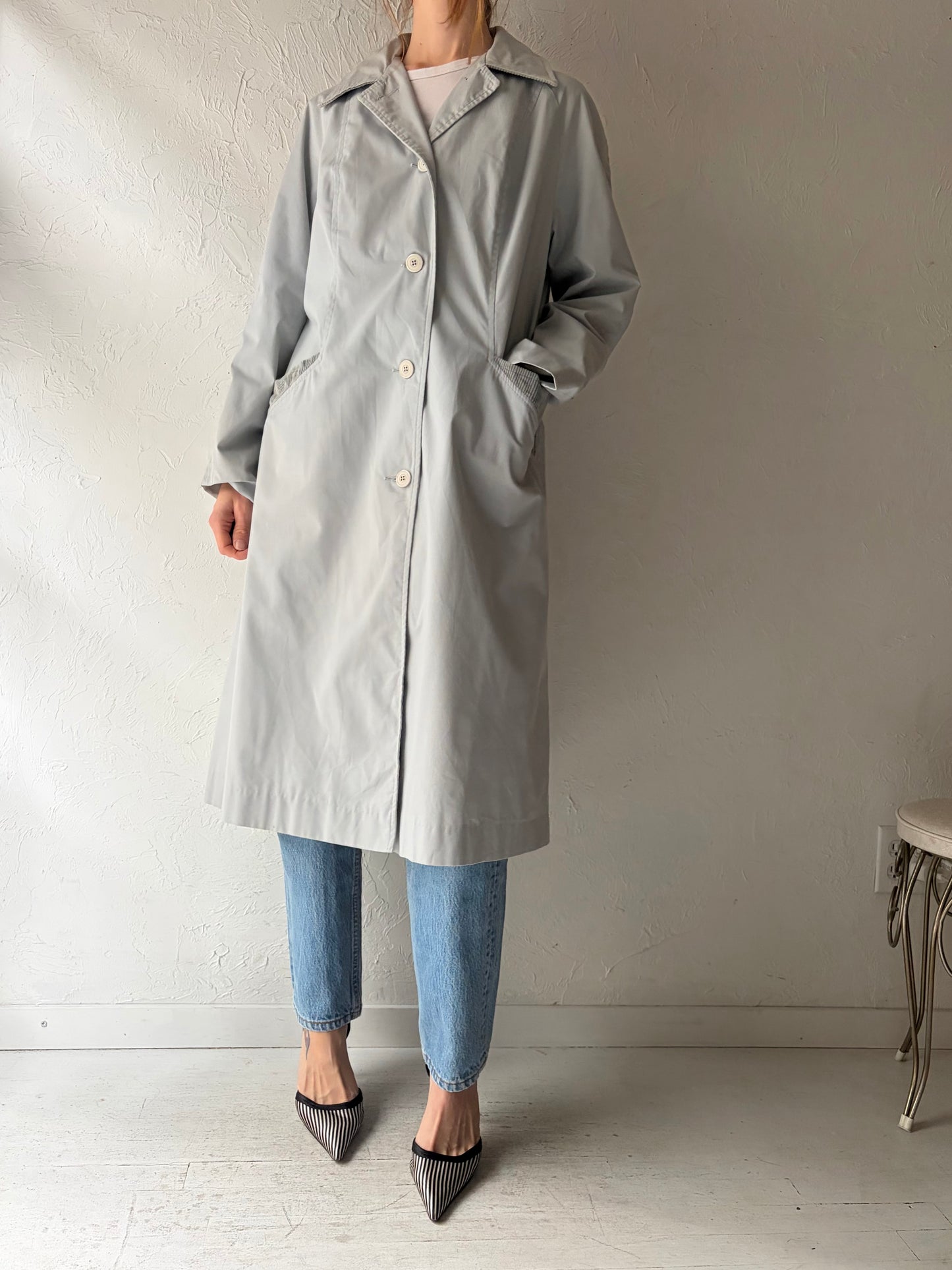 80s 'Niccolini' Grey Trench Coat / Small