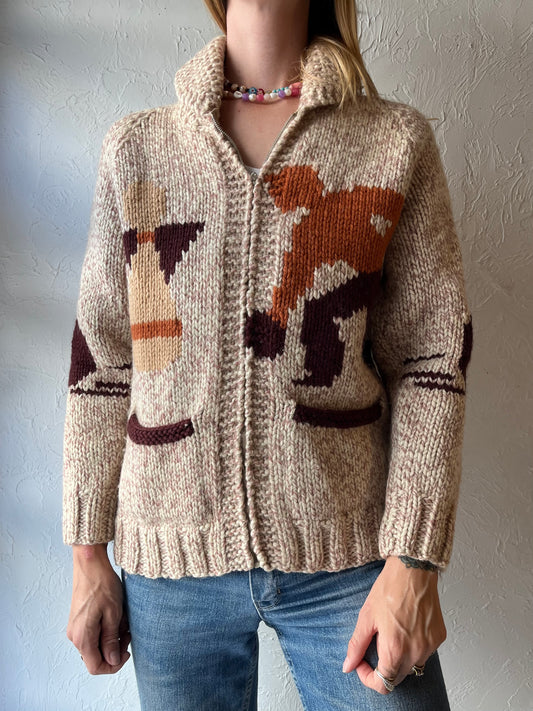 Vintage Hand Knit Wool Bowling Sweater / Small