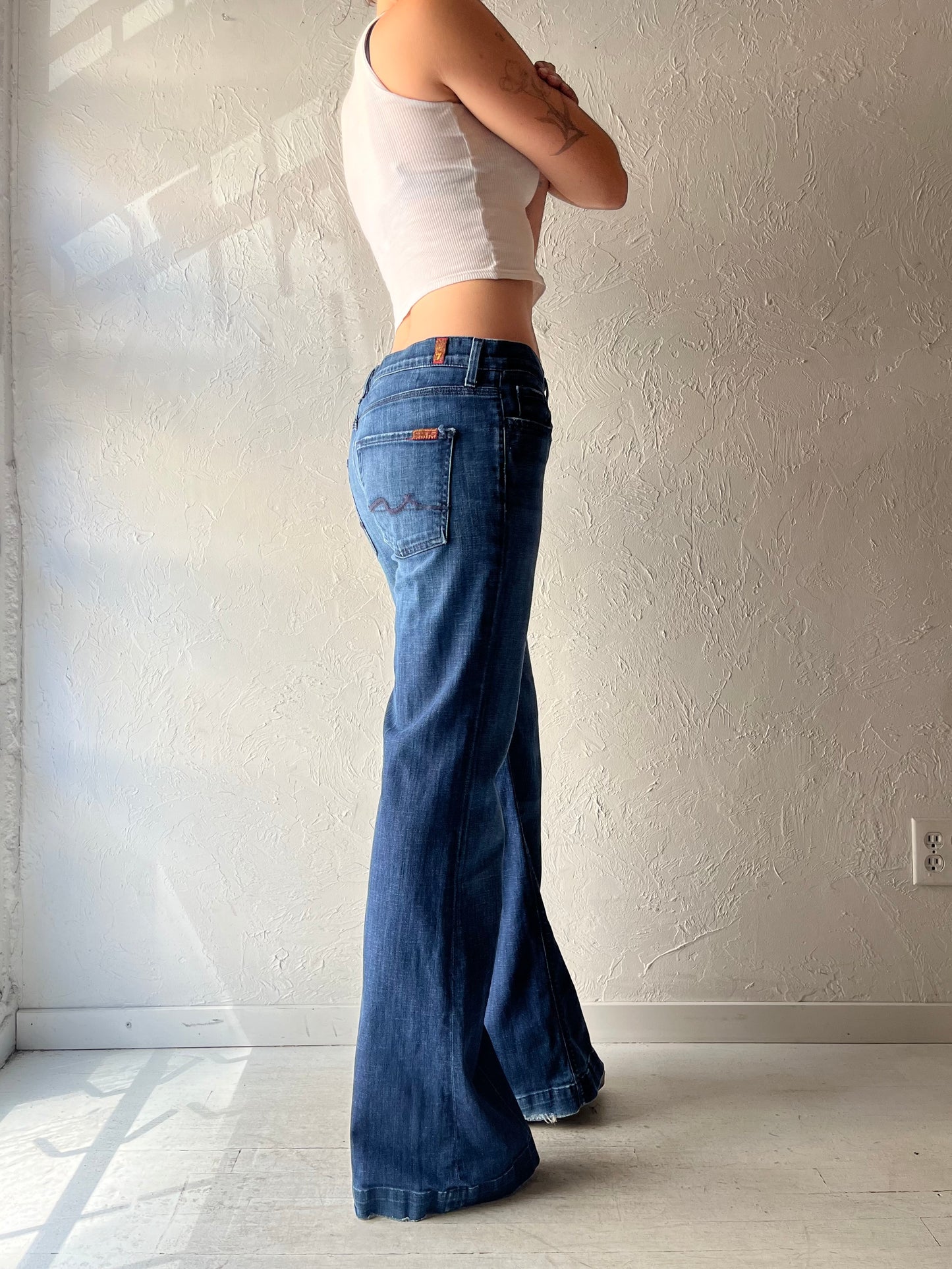 Y2k '7' Dark Denim Low Rise Fair Jeans / Medium
