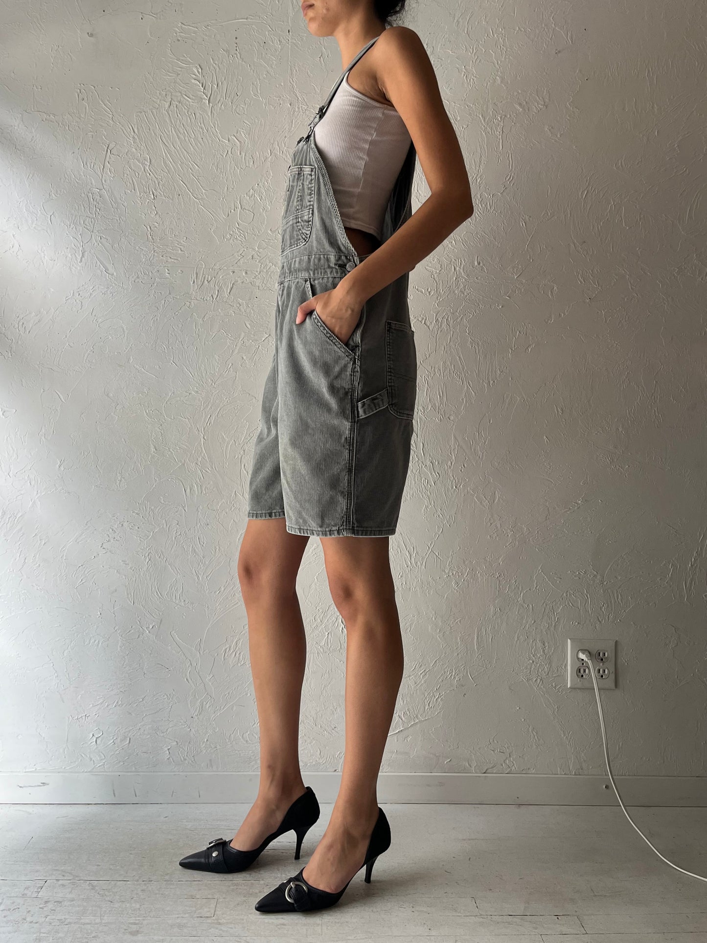 90s 'Union Bay' Gray Corduroy Overalls / Medium