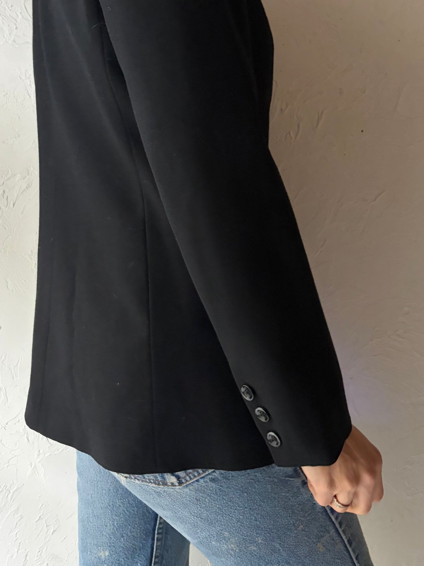70s 'Vernon' Vintage Black Wool Formal Blazer Jacket / Union Made / Small
