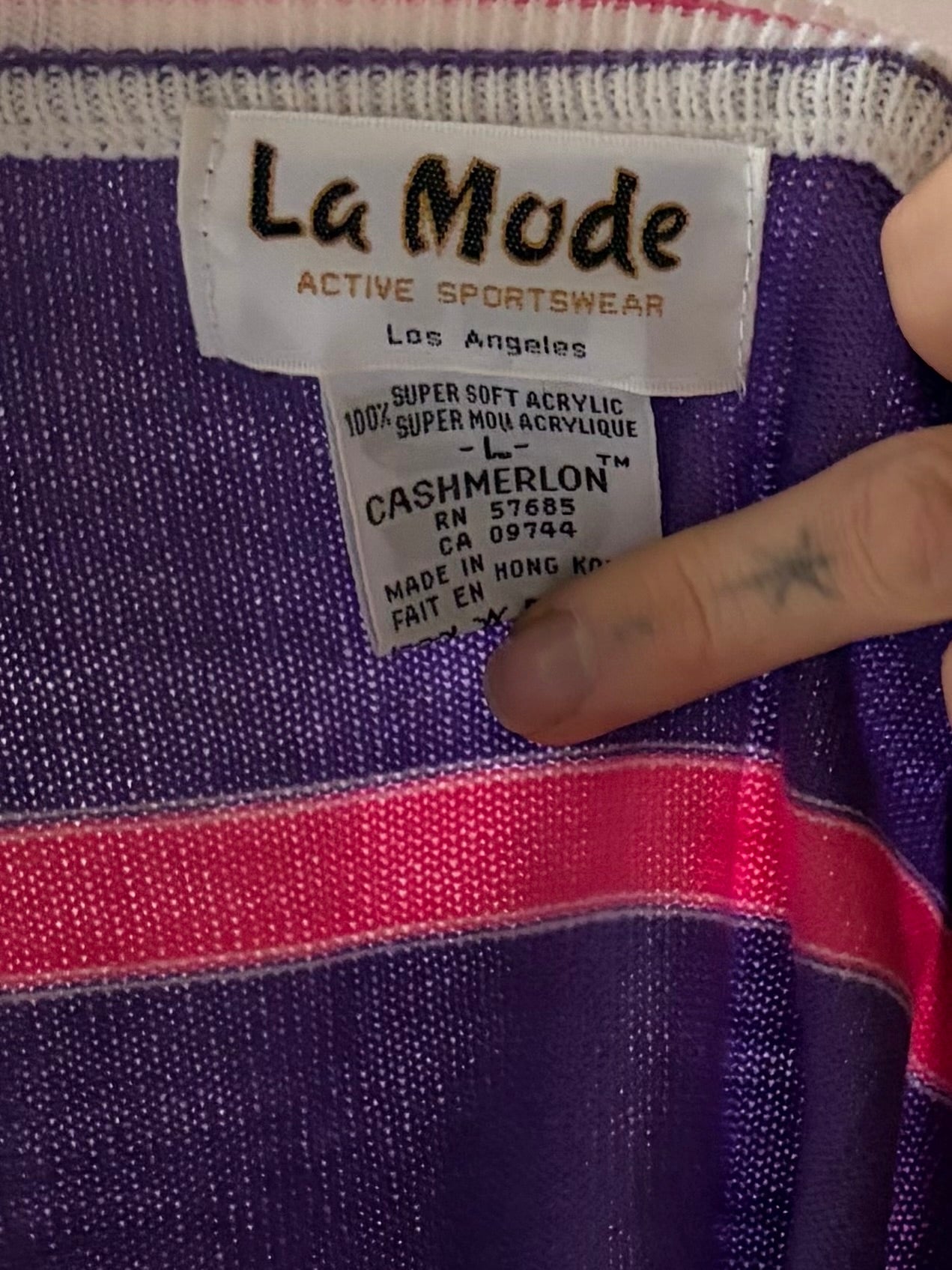 80s 'La Mode' Striped Sweater / Large