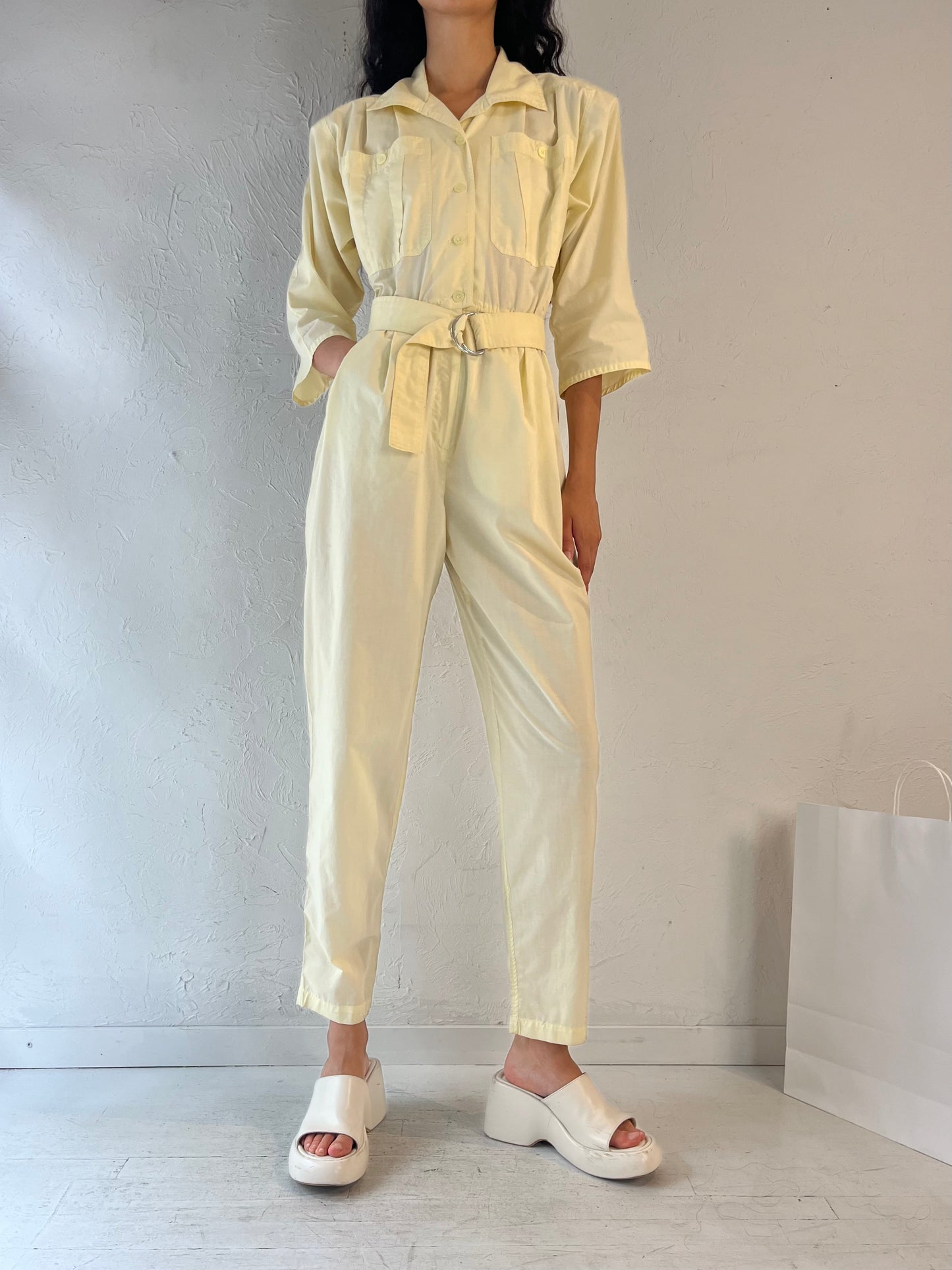 Vintage 'E'Tiole' Cream Jumpsuit / Small