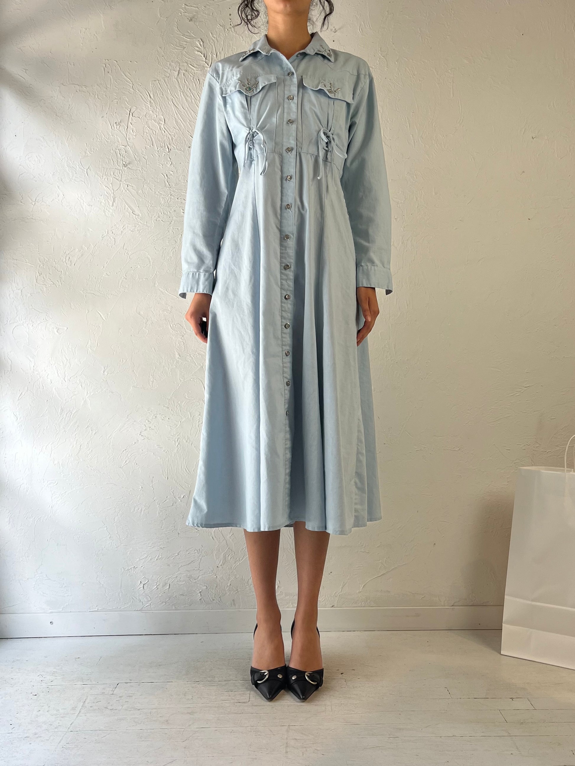 90s 'Dawn Joy' Blue Button Up Dress / Small Wildhoneygoods 90s 'Dawn Joy' Blue Button Up Dress / Small Wildhoneygoods