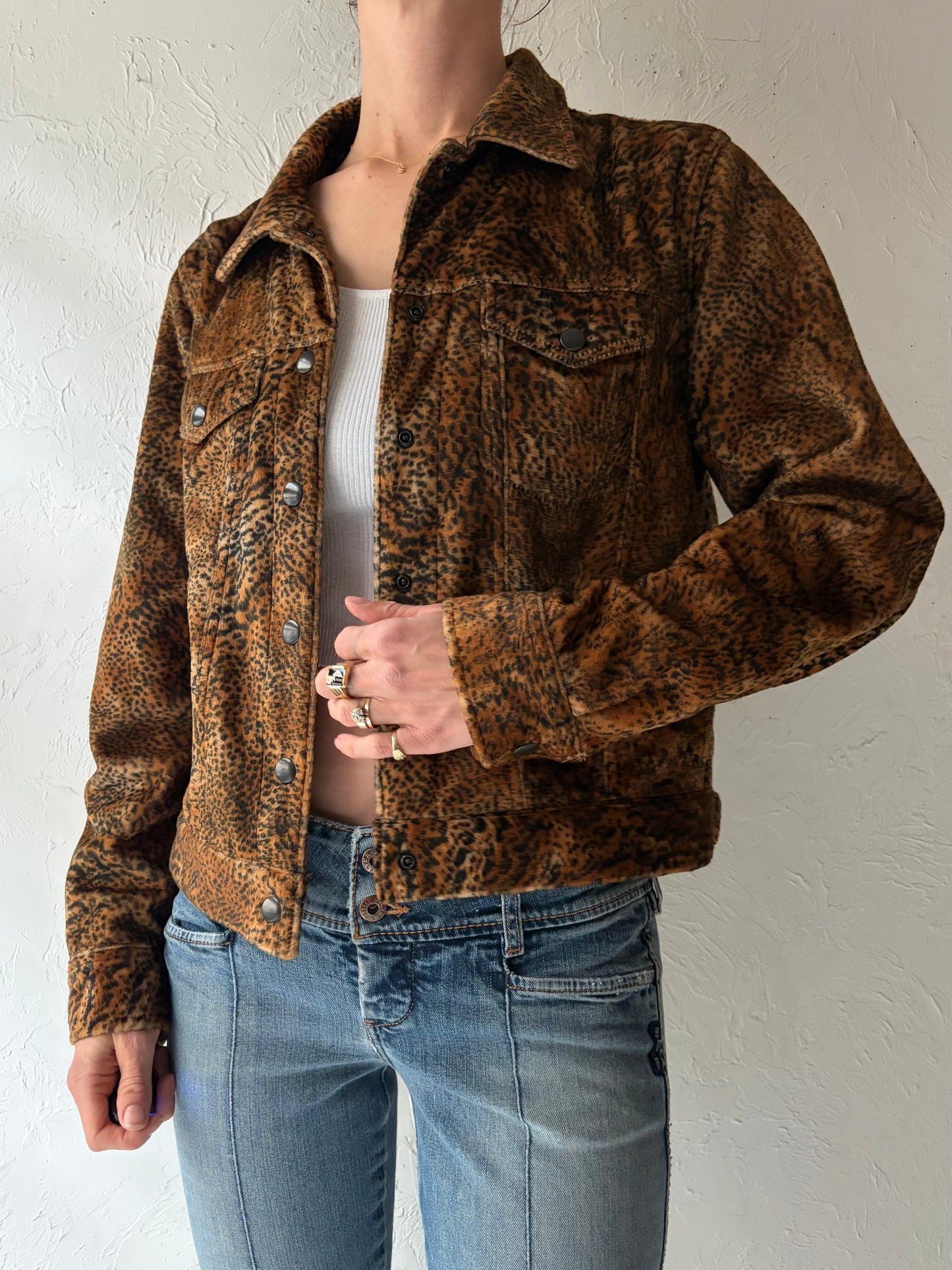 90s 'Jones New York' Retro Animal Print Jacket / Vintage 1990s Leopard Print Statement Jacket / Small