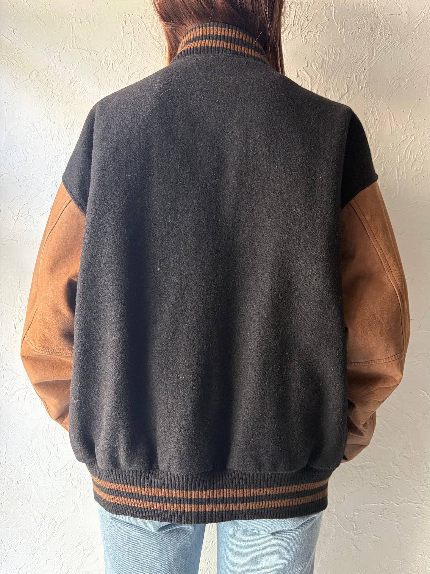 90s ‘Lamasz’ Black Harley Owners Group Varsity Style Bomber Jacket / Large