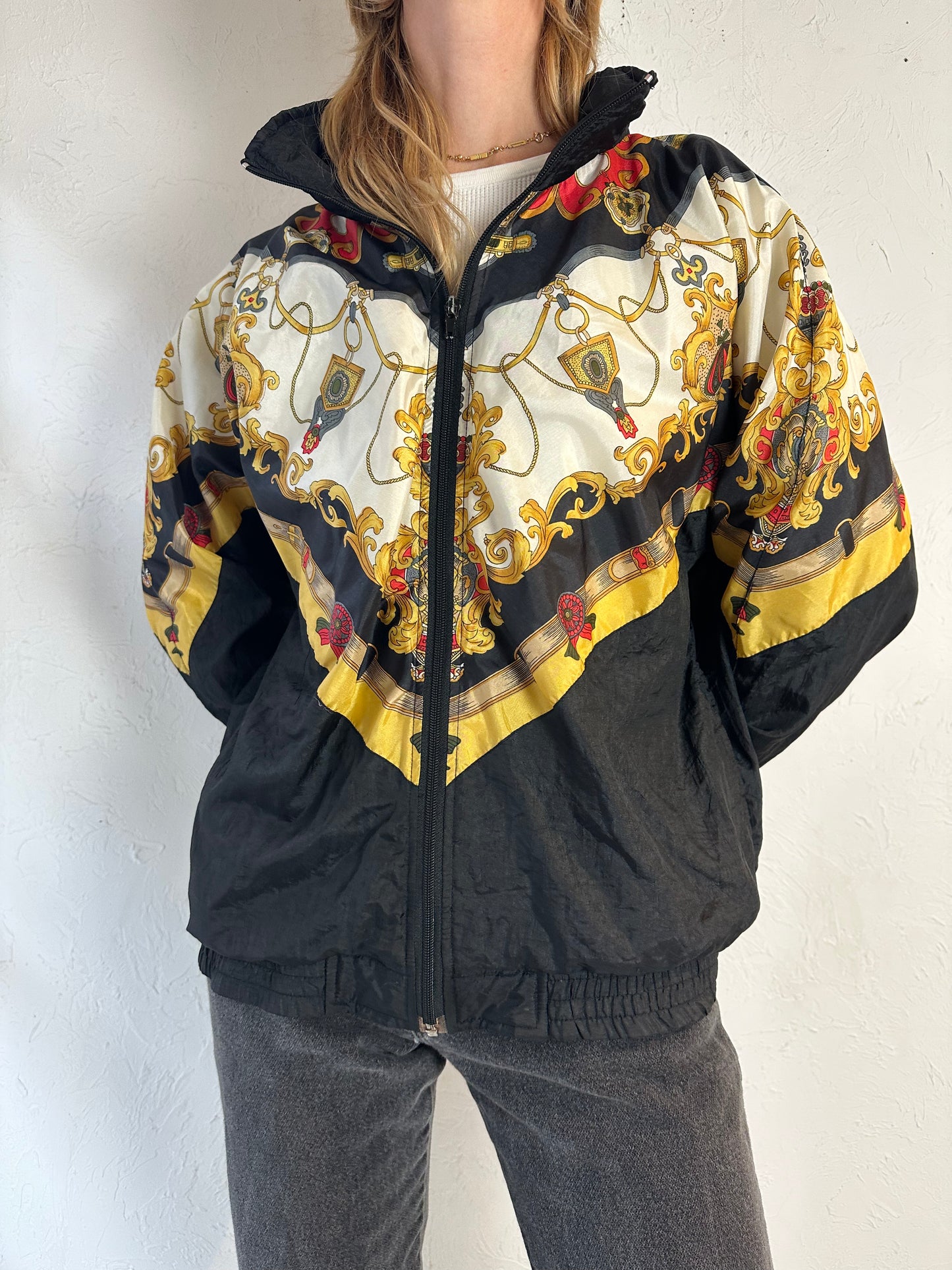 Vintage Patterned Bomber Jacket / Small