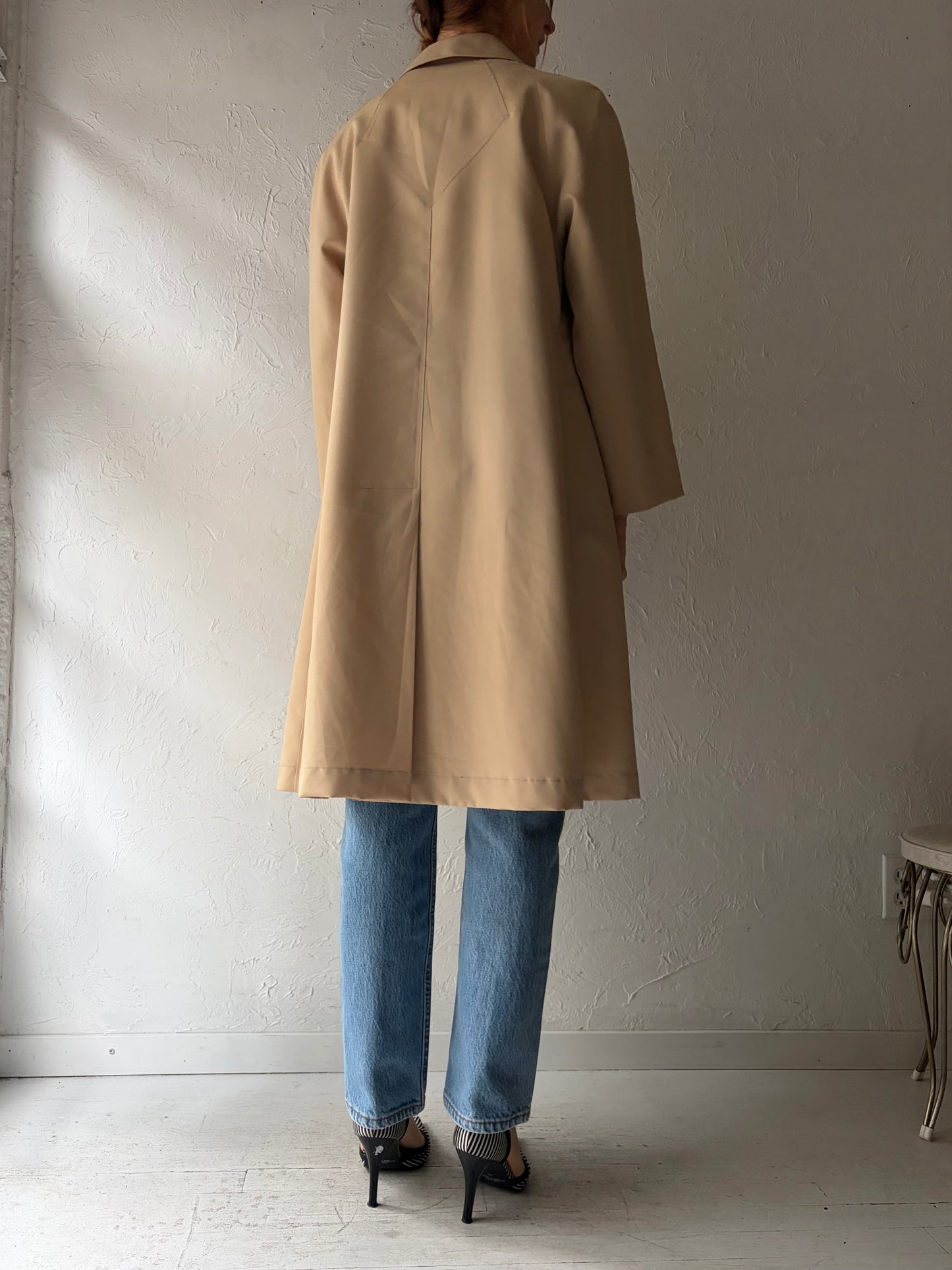 70s 'Misty Harbor' Beige Half Trench Coat / Small