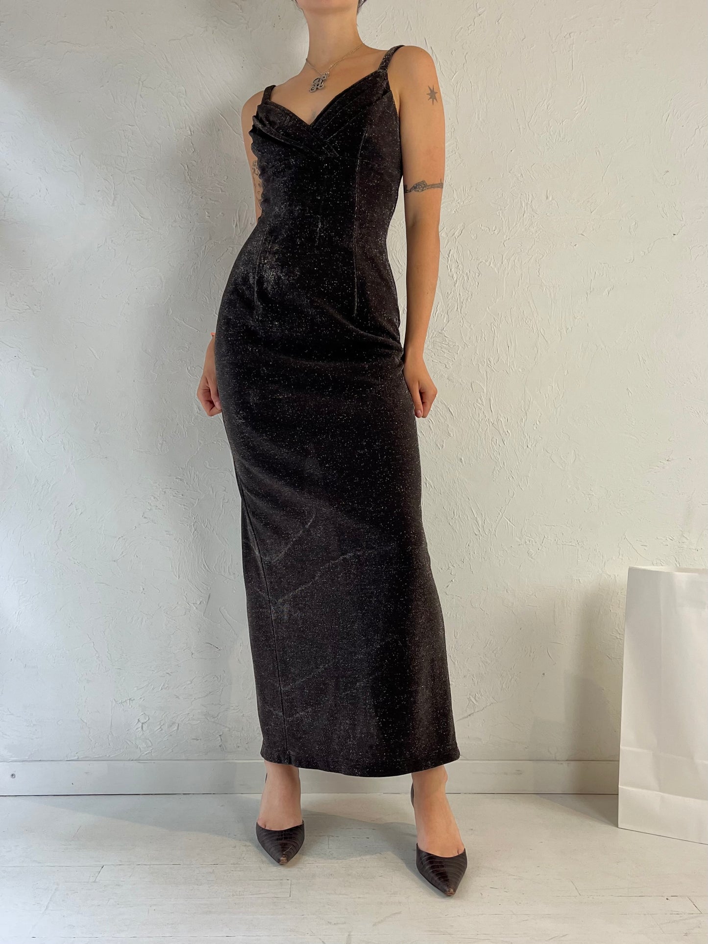 80s 'Jessica McClintock' Sparkly Formal Dress / Small - Medium